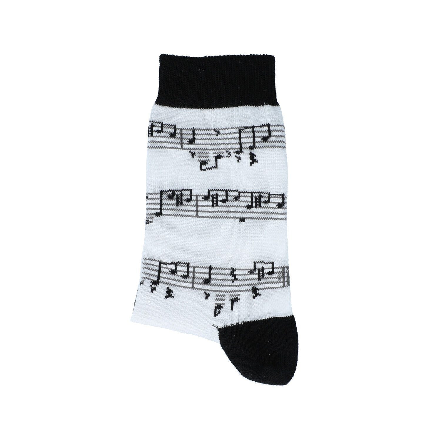 Musikboutique Freizeitsocken (1-Paar) Socken mit schwarzer Notenlinie, Grundfarbe weiß Gr. 31/34