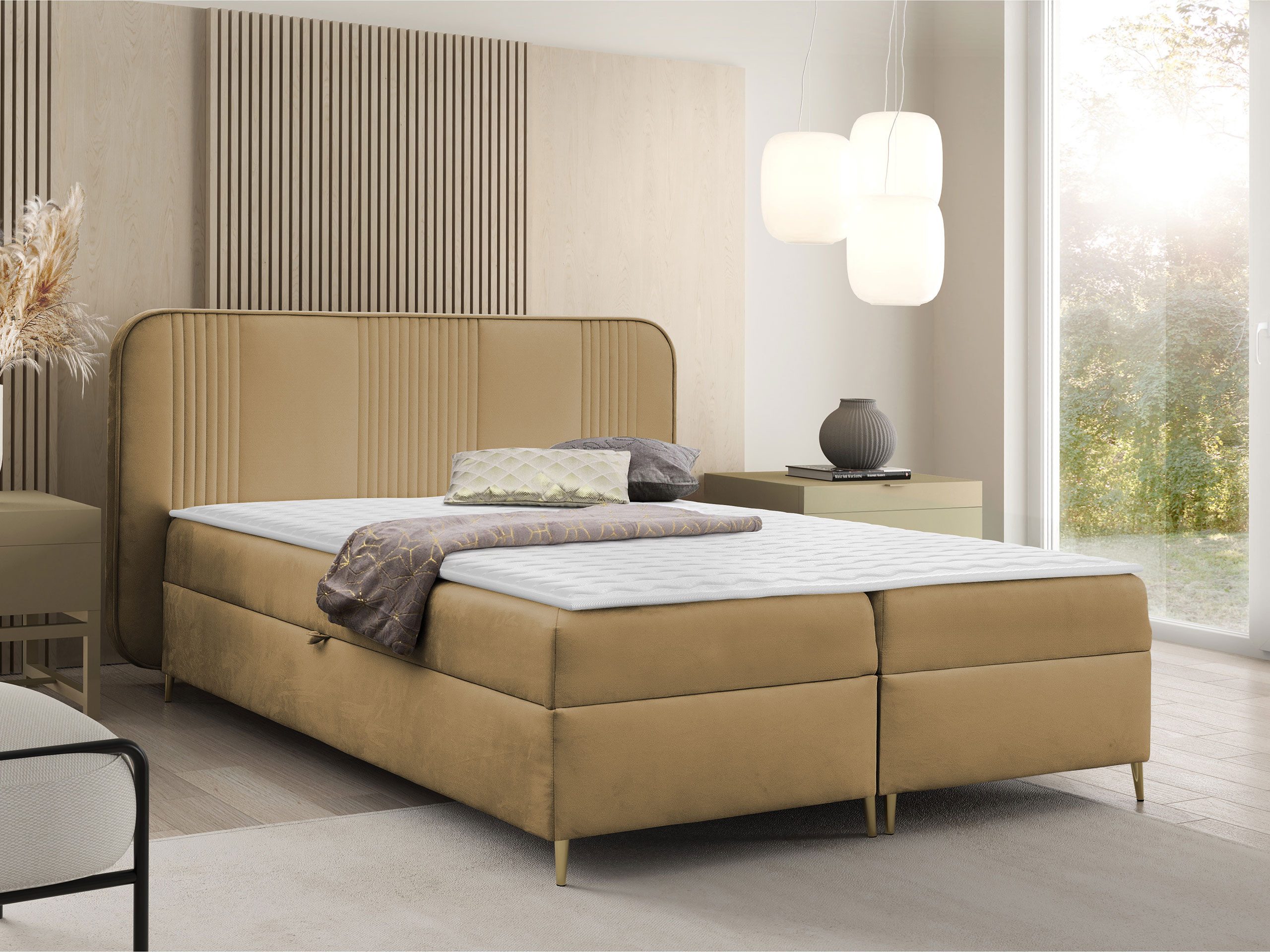 MIRJAN24 Boxspringbett Fandy (mit zwei Bettkästen), Metallfüße, Bonellfederkern H3