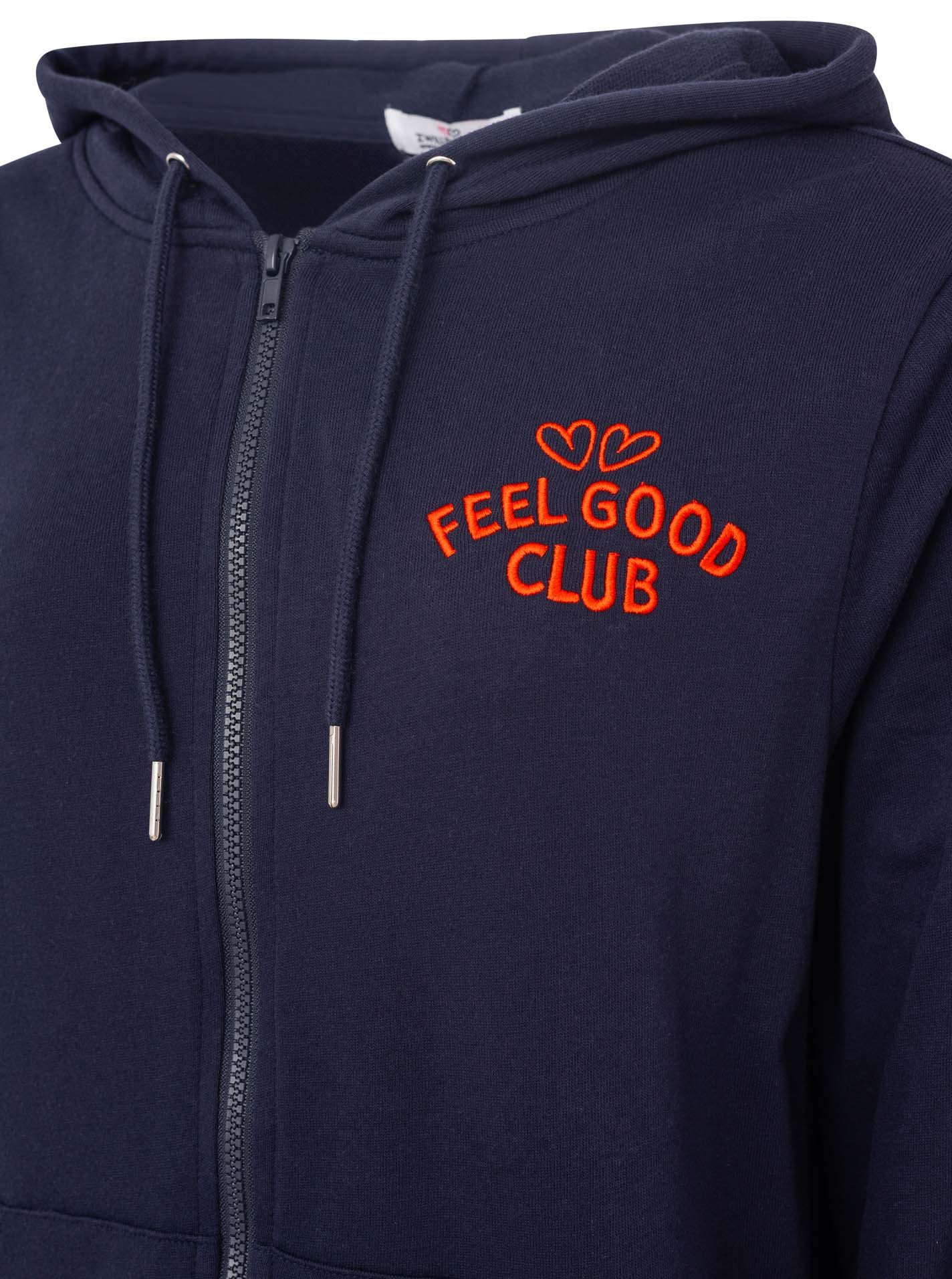 Zwillingsherz Kapuzensweatjacke "Feel Good Club" Kapuze, zum Binden, Taschen, kleine Stickerei vorne