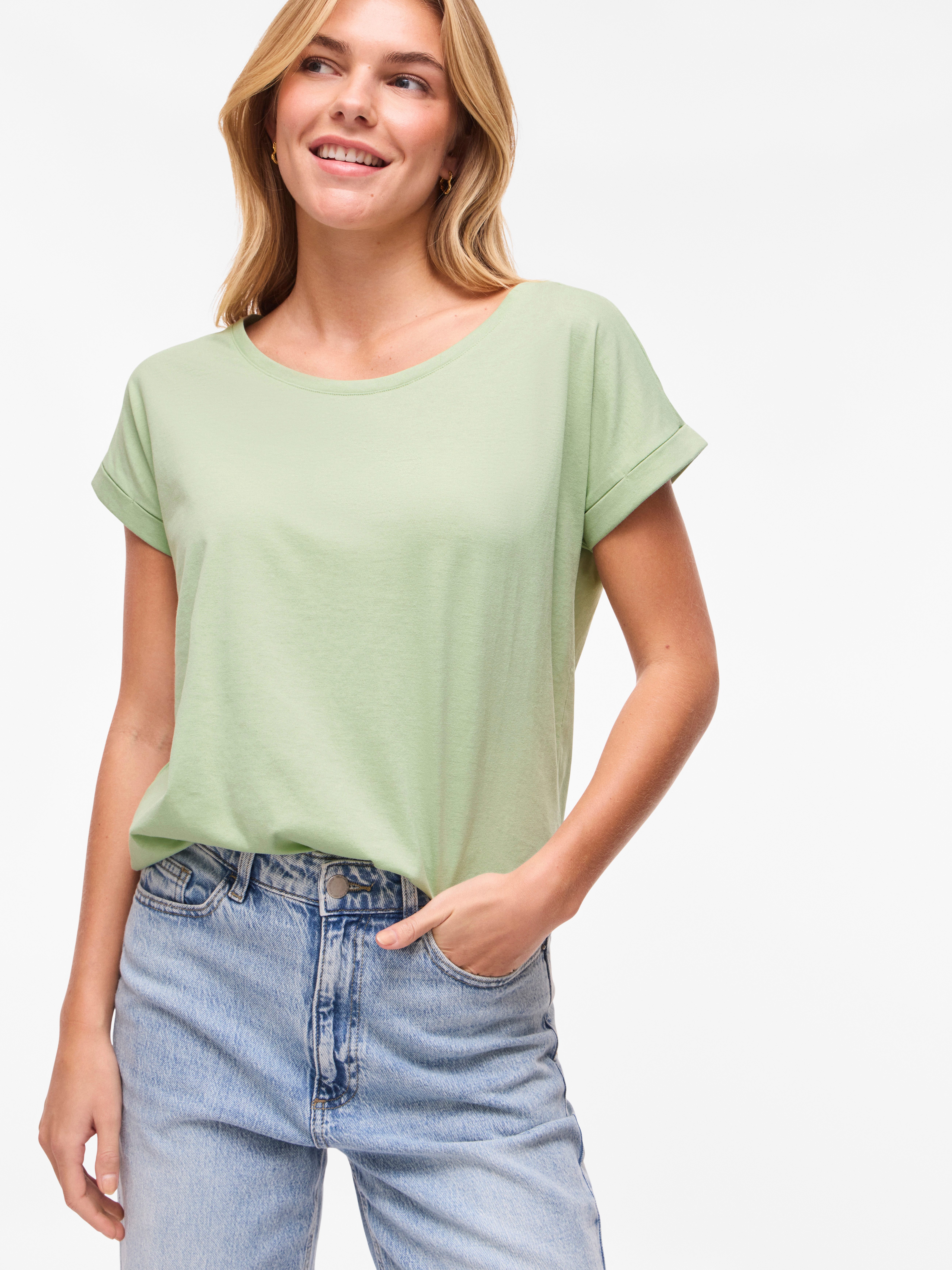 Vila Rundhalsshirt VIDREAMERS NEW PURE T-SHIRT/SU-NOOS Baumwollmischung, regular fit