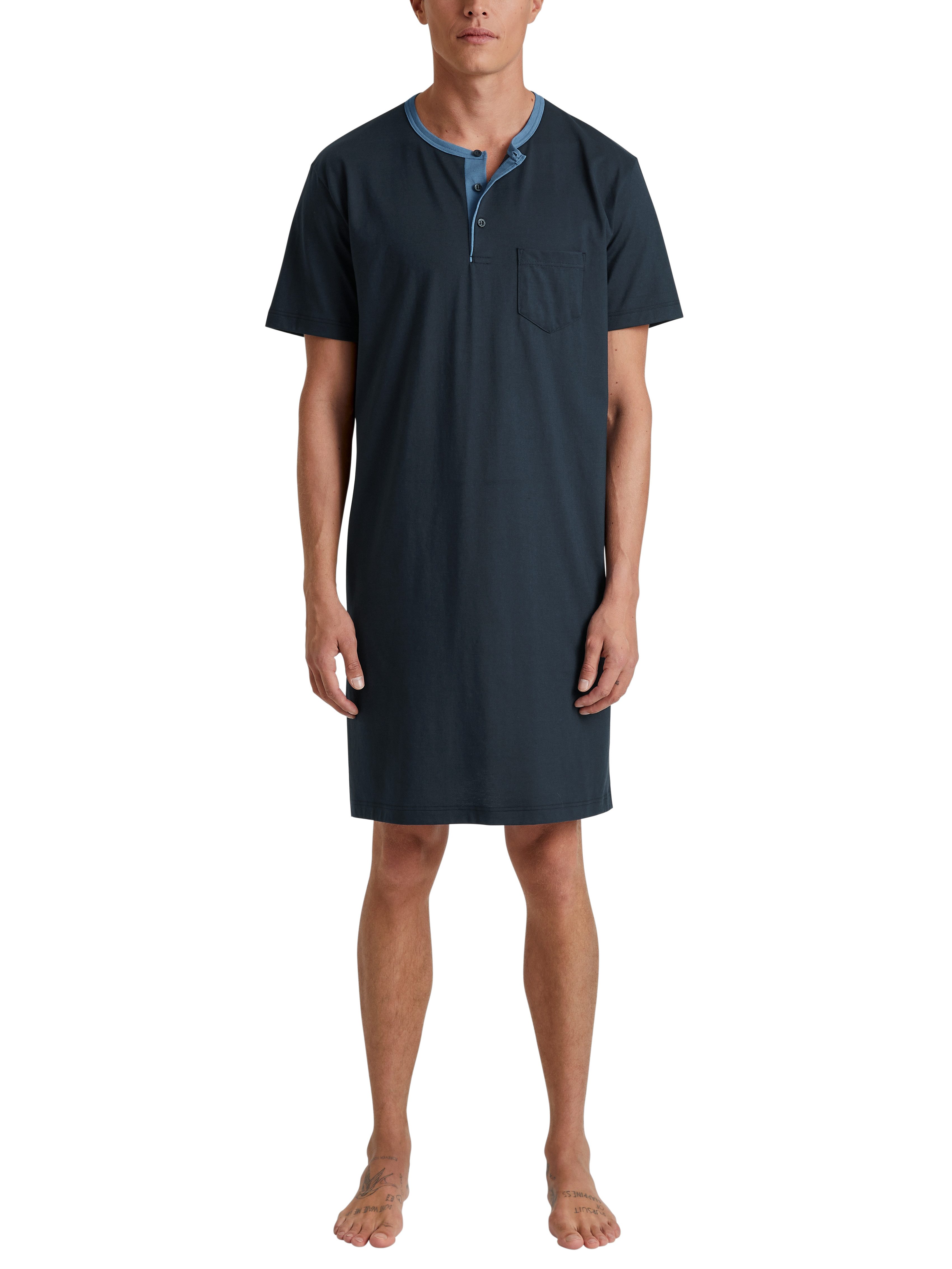 CALIDA Nachthemd Relax Essentials Knopfleiste, Kurzarm, Pure Cotton, weich, Rundhals, Brusttasche