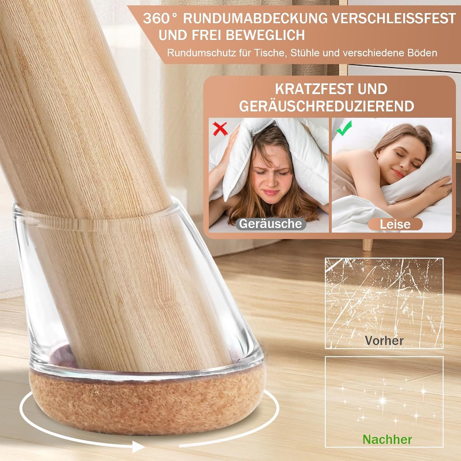 Agger Stuhlhusse 8 Stück Stuhlbeinkappen Schräge Stuhlbeine, Stuhlbeinkappen Rund – Bild 5 von 5