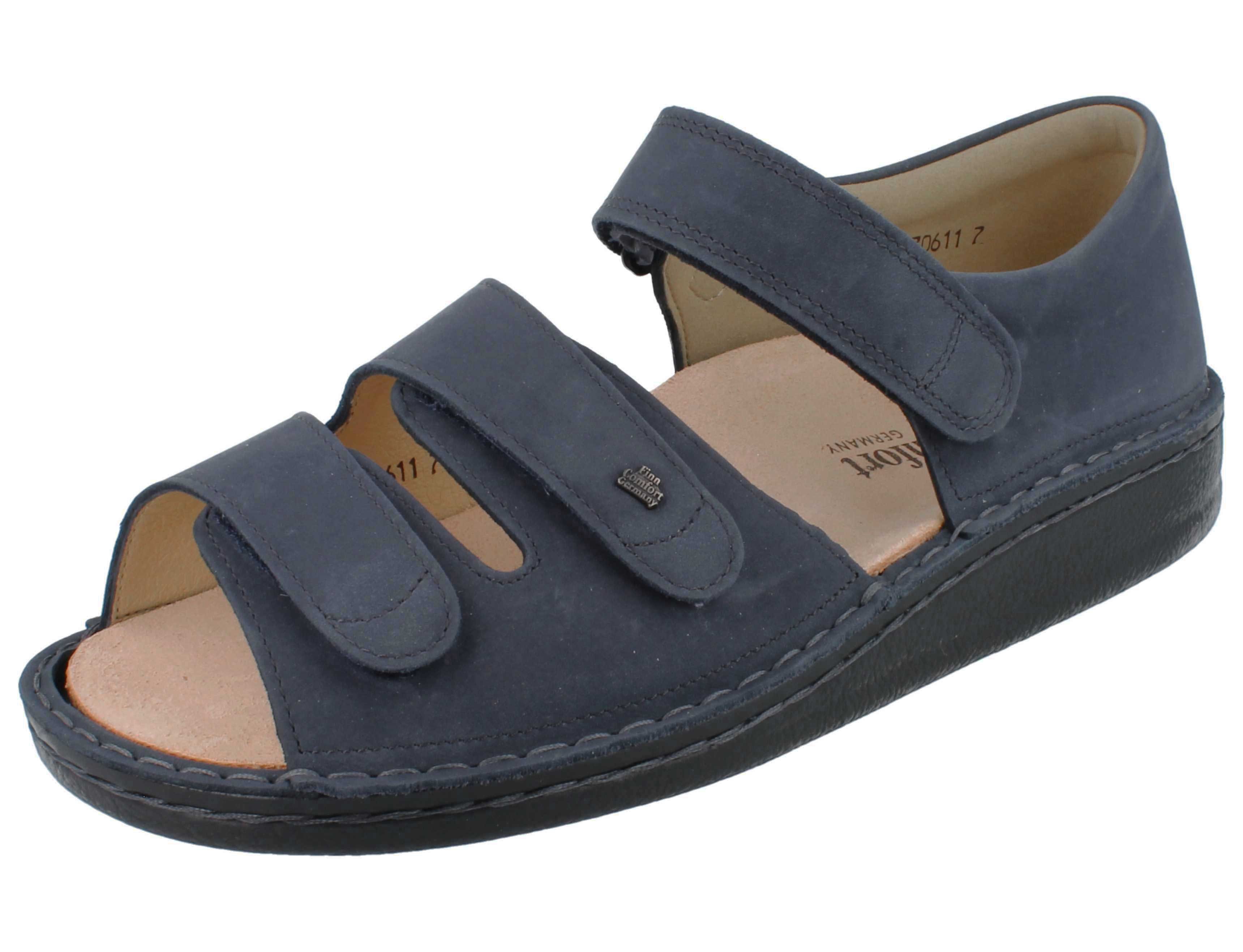 Finn Comfort FINN COMFORT Baltrum Herren Sandale blau-grau Nubukleder - Größe: 41 Sandale Wechselfußbett