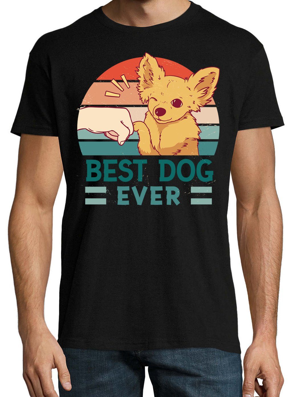 Youth Designz T-Shirt Frontdruck Ever Schwarz mit Trendigem Best T-Shirt Herren Dog