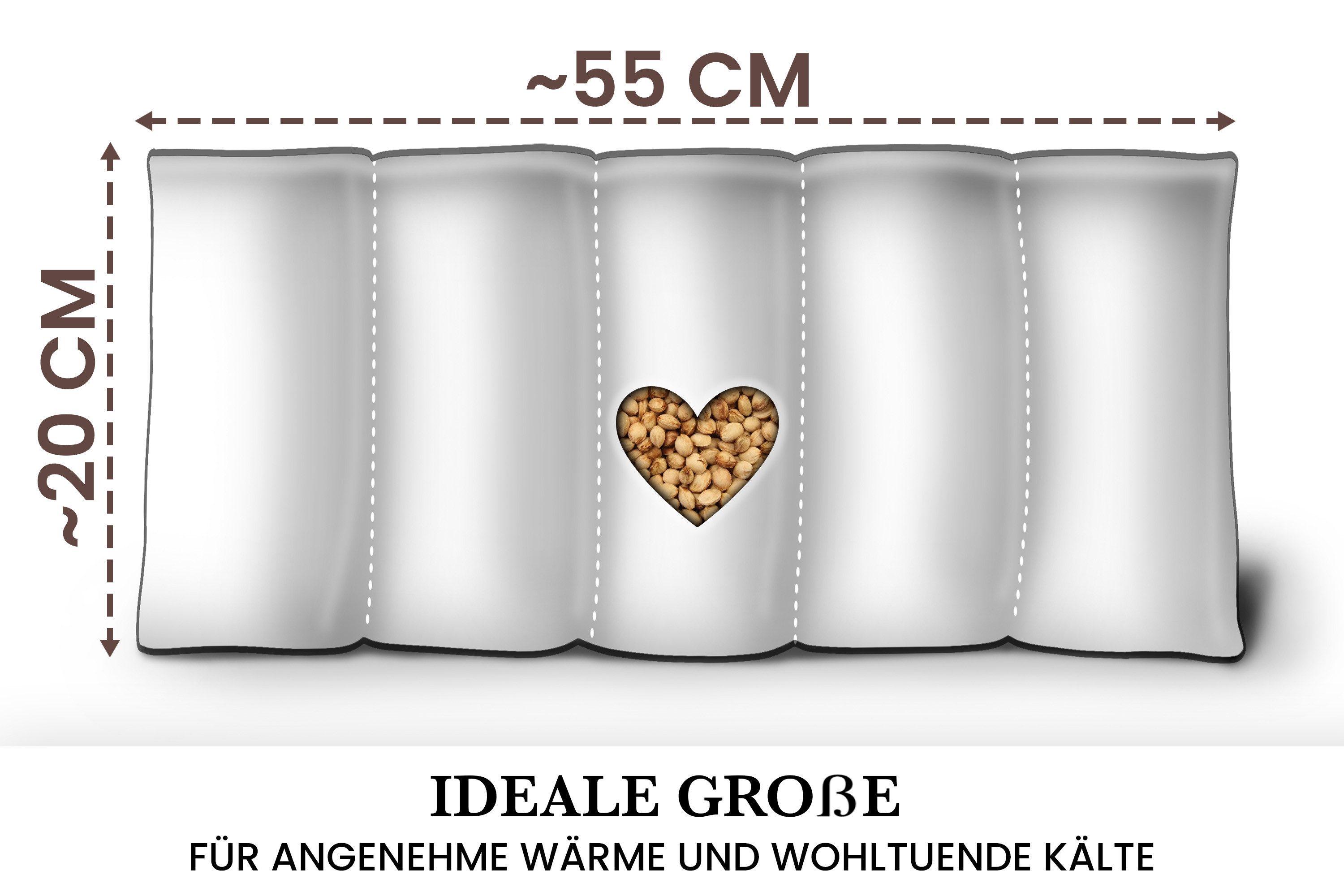 Amilian Kirschkernkissen für Mikrowelle 55x20cm - Körnerkissen - Wärmekissen, 100% Kirschkerne, Kirschkernkissen groß - Heizkissen, Kältekissen - für Nacken und Schulter, Rücken, Bauch