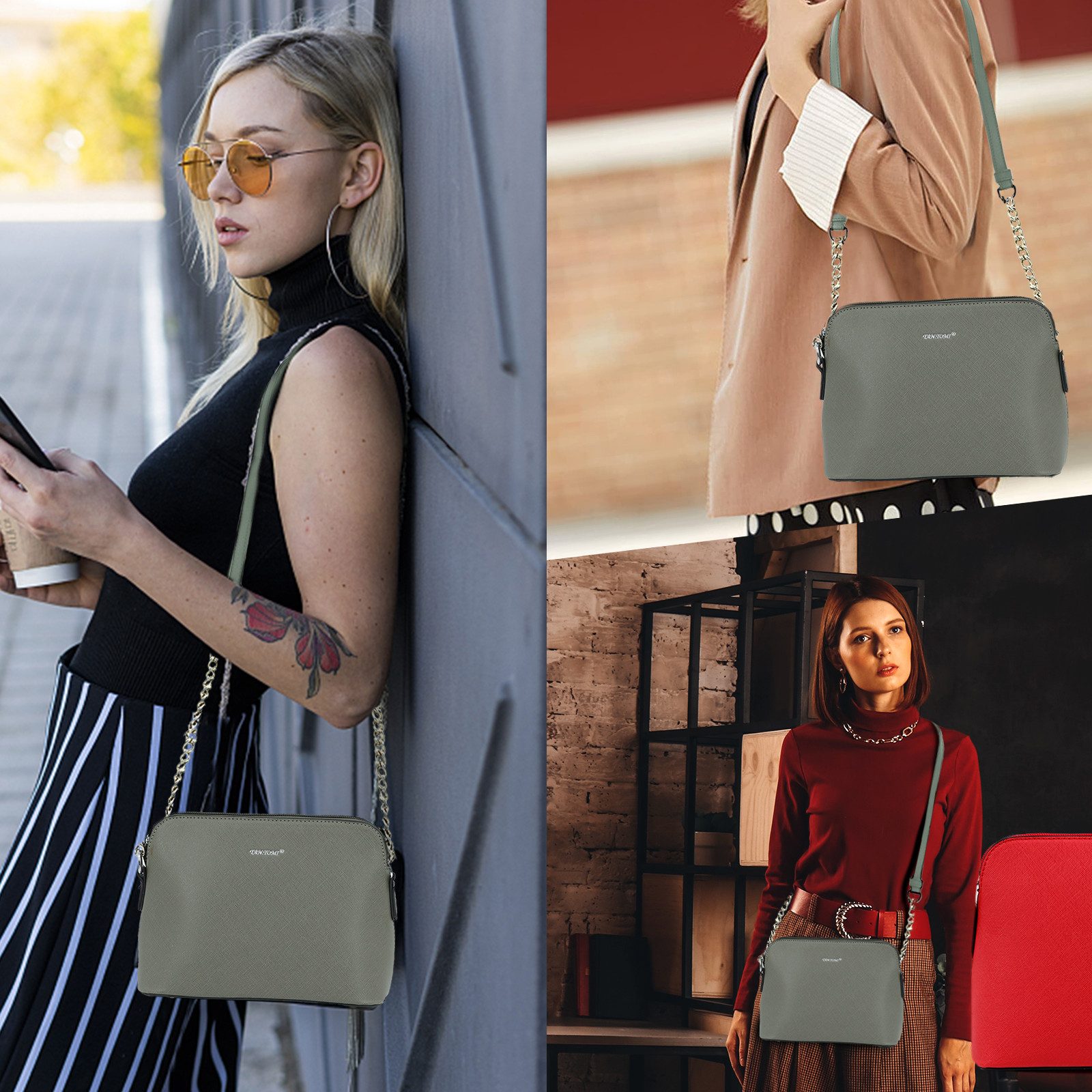 TAN.TOMI Umhängetasche Kette Schulterriemen Abendtasche,Damen Kleine Umhängetasche, Geschenke für Frauen in schlichter Optik Handtasche für Bankett Party