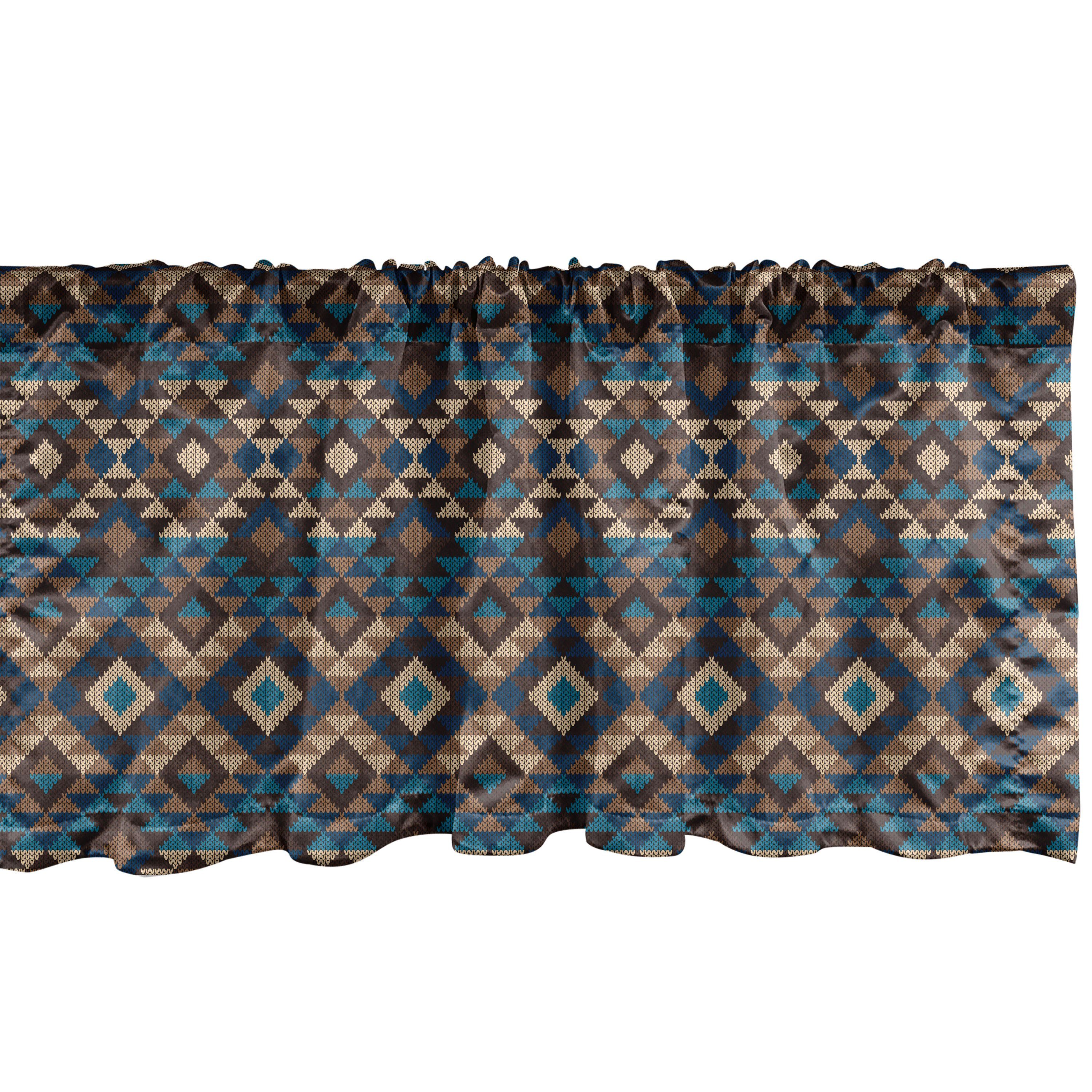 Scheibengardine Vorhang Volant für Küche Schlafzimmer Dekor mit Stangentasche, Abakuhaus, Microfaser, Ethnisch gestrickter Jacquard