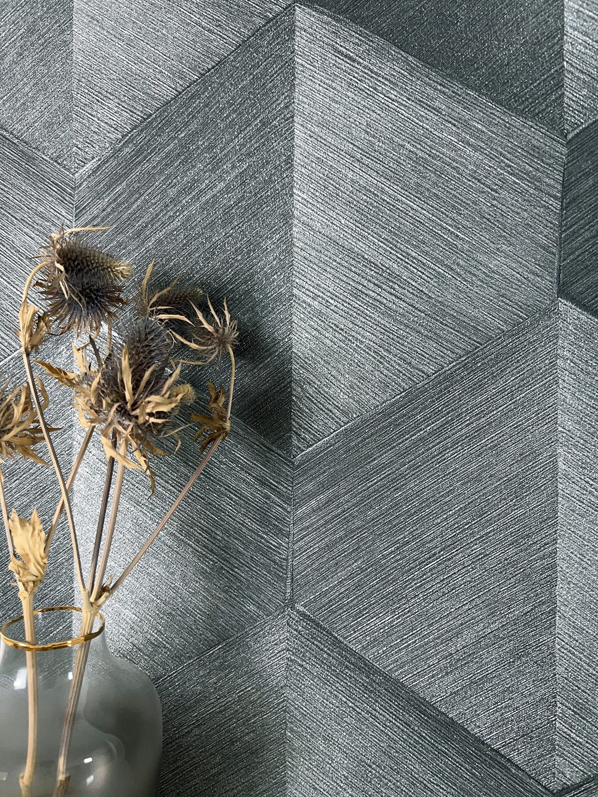 Newroom Vliestapete, Grau Tapete Modern 3D-Optik günstig online kaufen