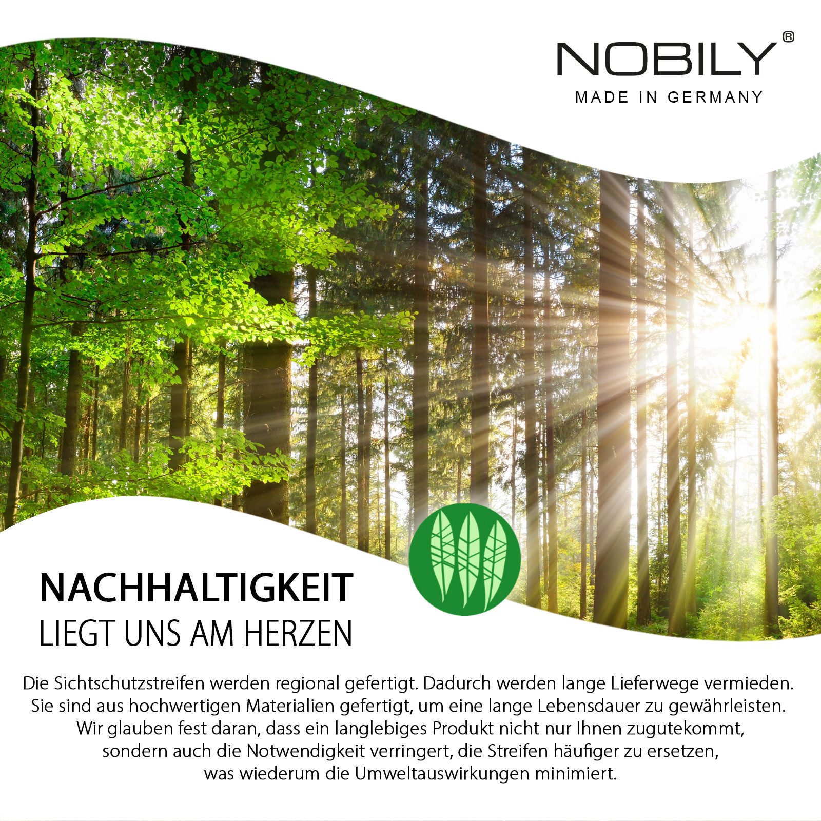 Nobily Sichtschutzstreifen Zaunsichtschutz Premium HART-PVC, keine Folie, (1-St), Streifen in 1-40 Stück, Farbe: Fenstergrau, Moosgrün