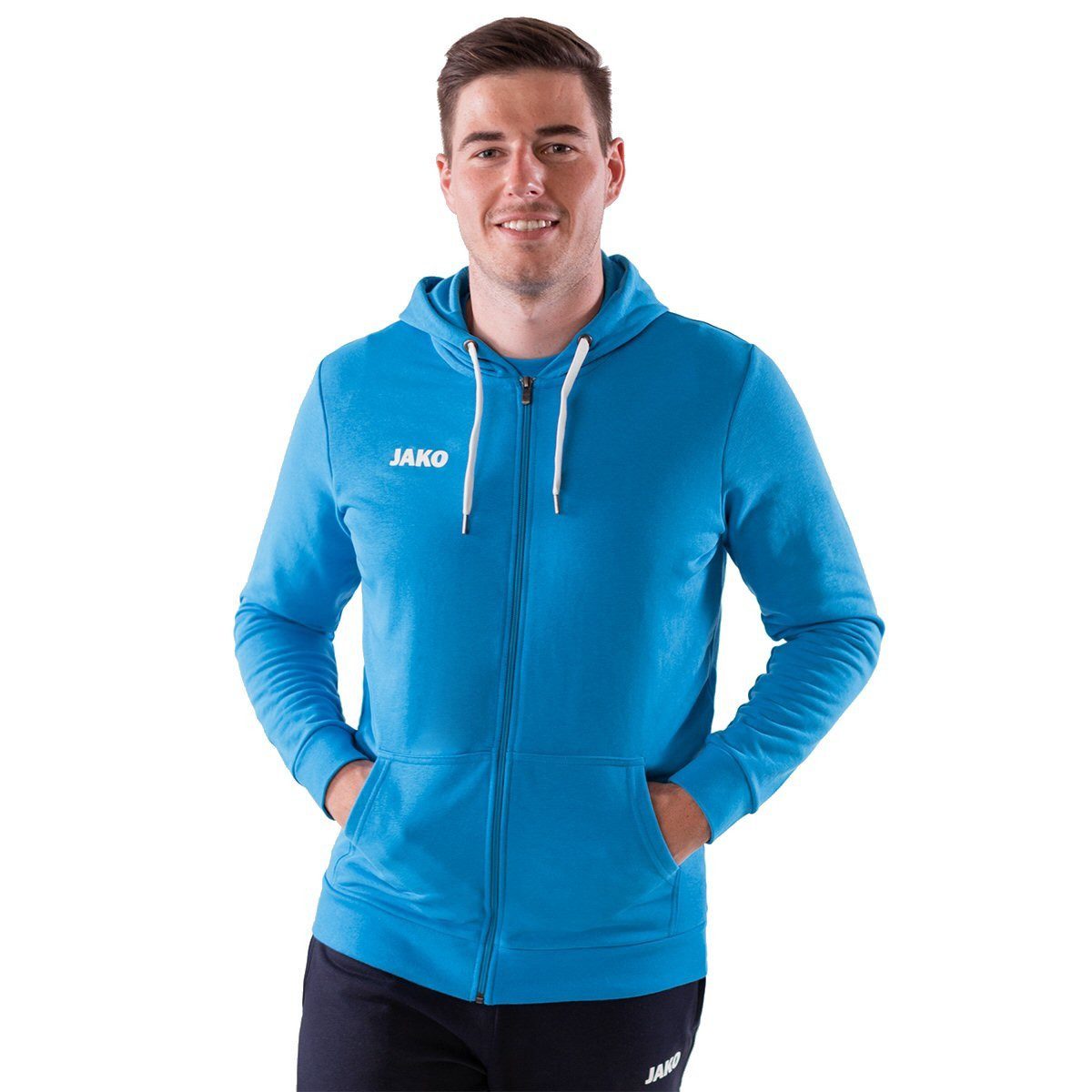 Jako Trainingsjacke Freizeit-Kapuzenjacke Base (70% Baumwolle) hellblau Herren