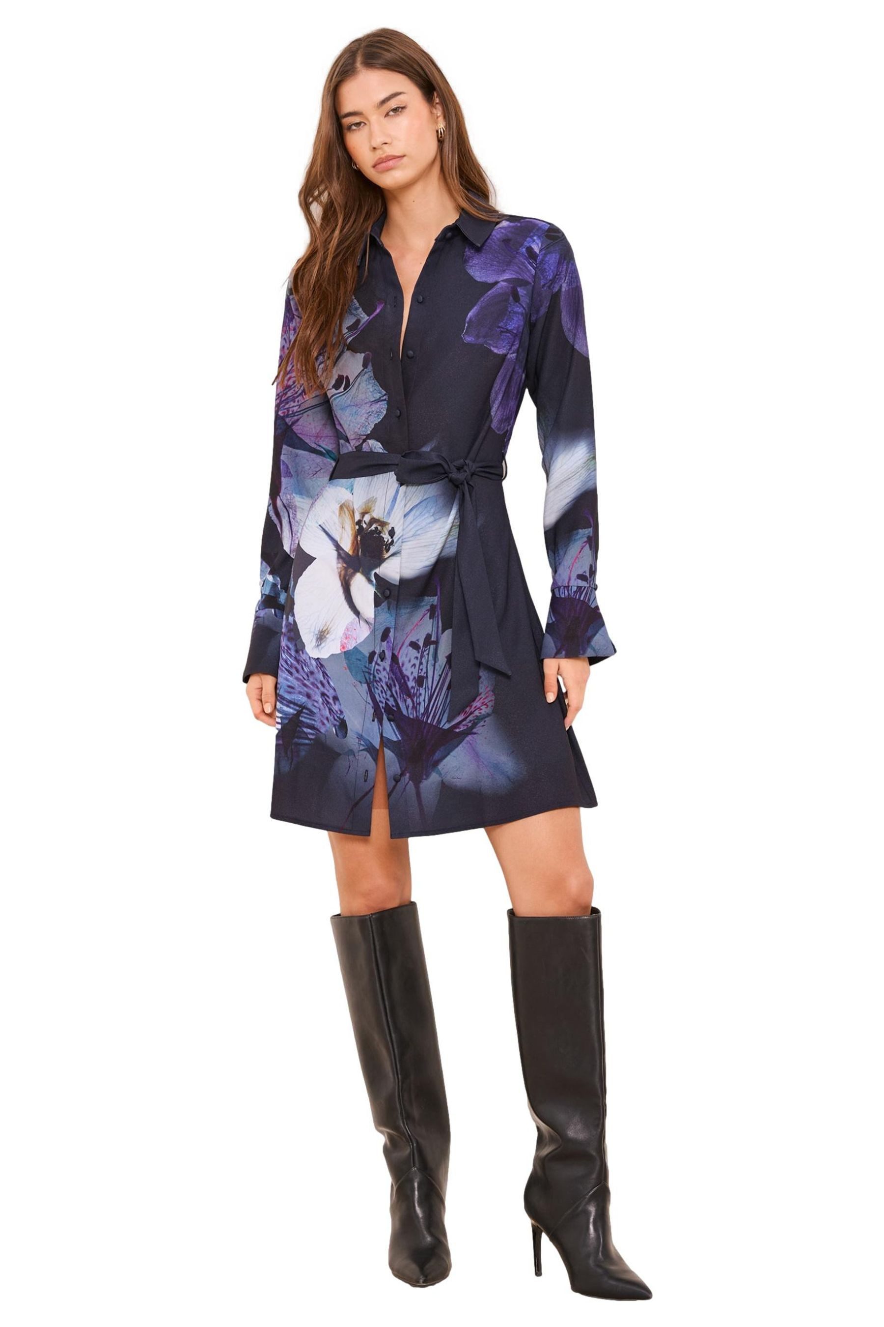LIPSY Spitzenkleid Lipsy Mini-Hemdblusenkleid mit Blumen-Print (1-tlg)