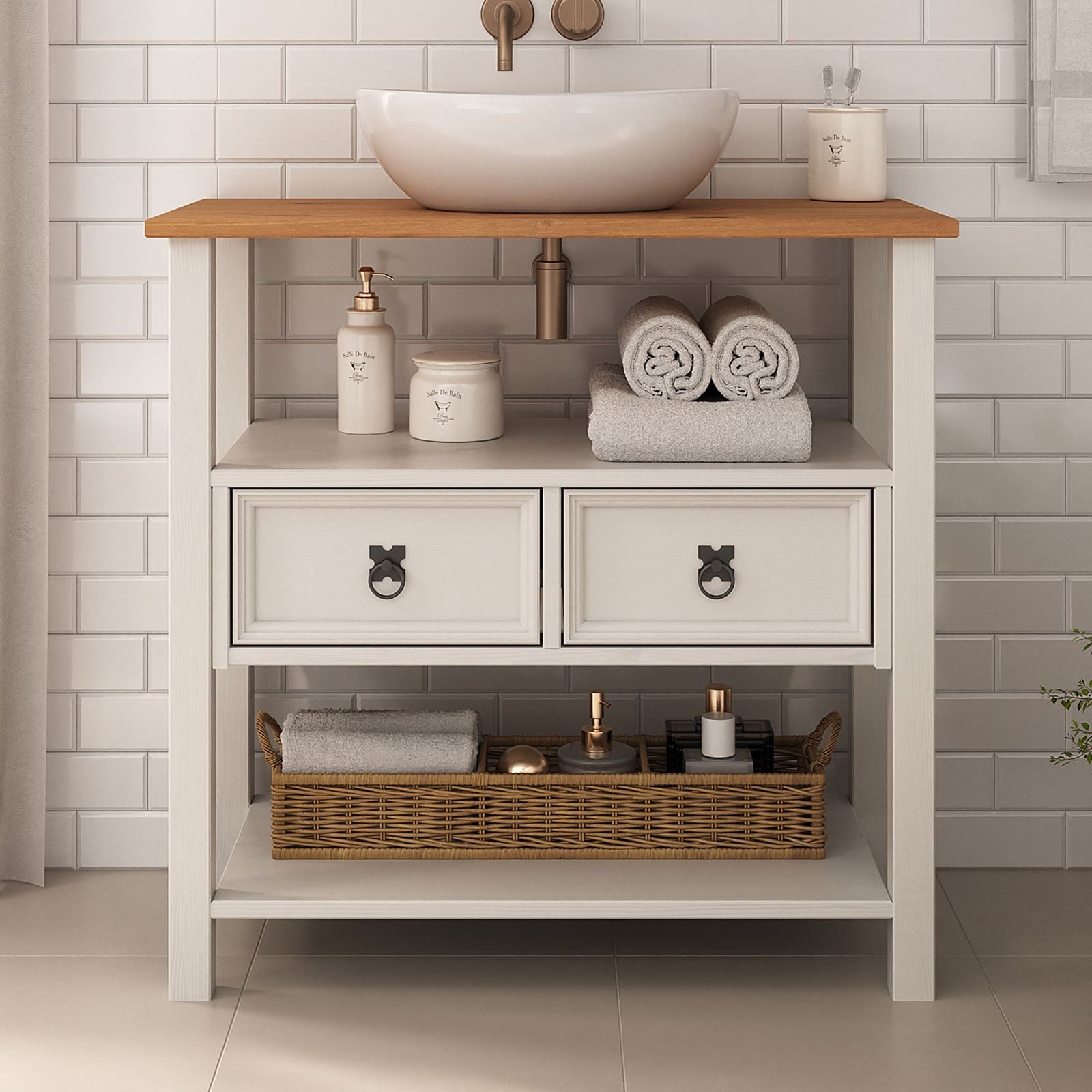 IDIMEX Waschbeckenschrank TEQUILA Waschtisch mit 2 Schubladen und Ablage Ma günstig online kaufen