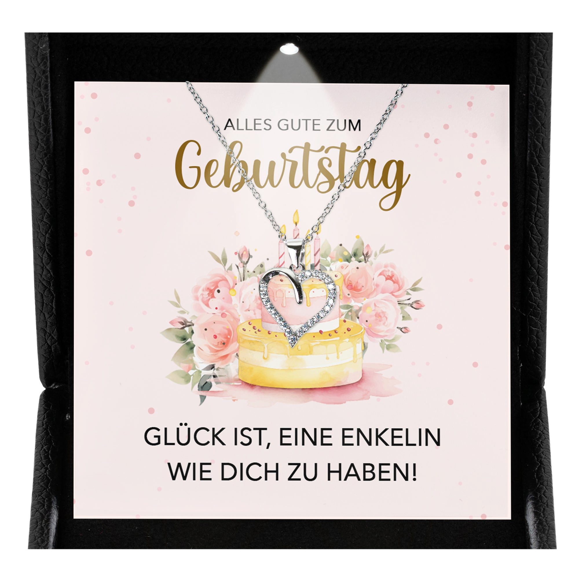 Valentinstagsgeschenk 22Feels Schmuckset Enkelin Geburtstagsgeschenk von Oma Opa Mädchen Herz Halskette Frauen (inkl. Geschenktasche, Karte, Poliertuc