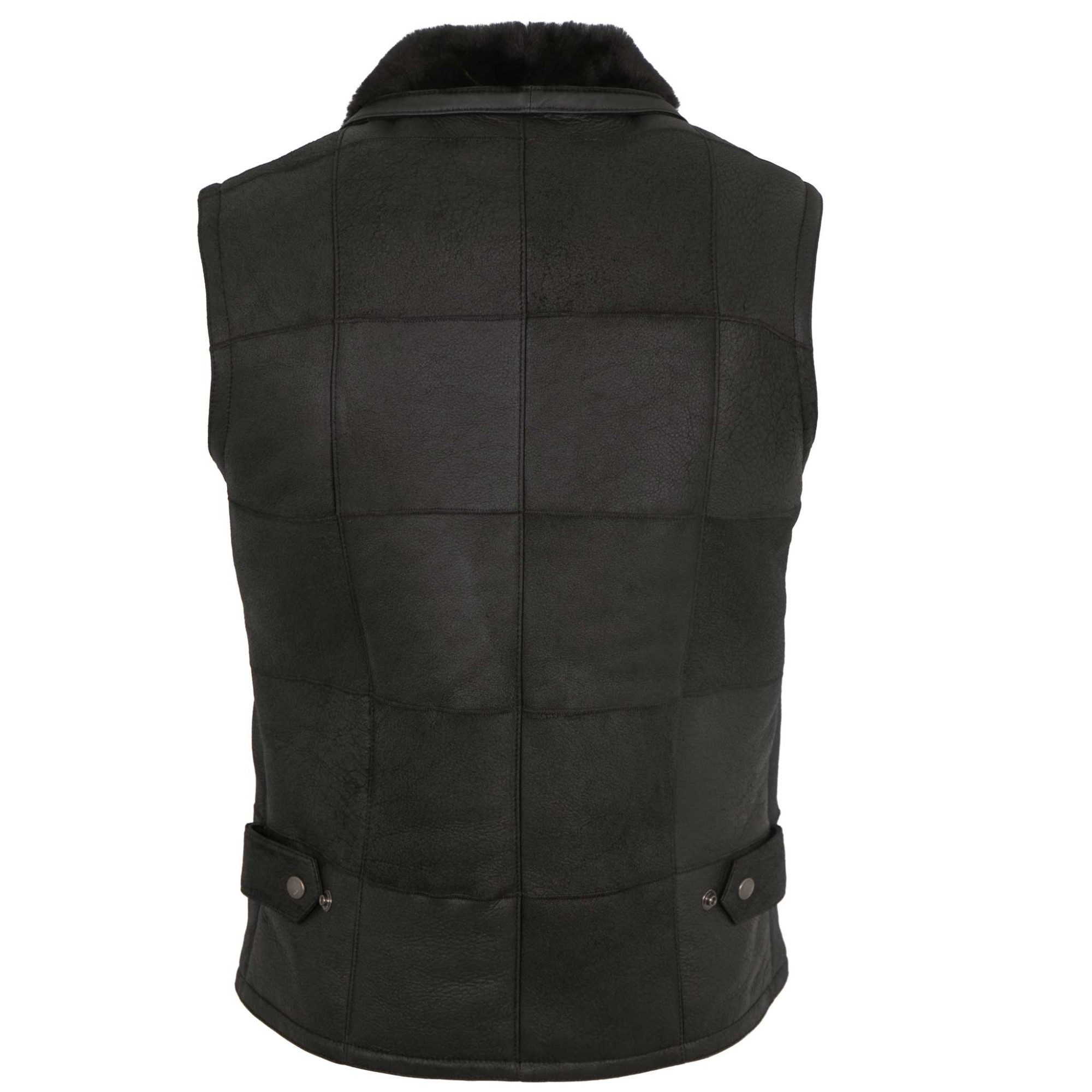 Maddox Lederweste Lanzo Maddox - Herren Lederweste Lammnubuk Lammfell schwarz