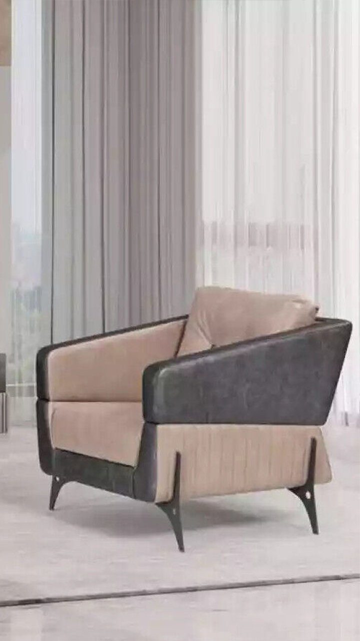 JVmoebel Sofa Luxus Beige Sofagarnitur Sessel Europe Arbeitszimmer Sofa Dreisitzer, in Made