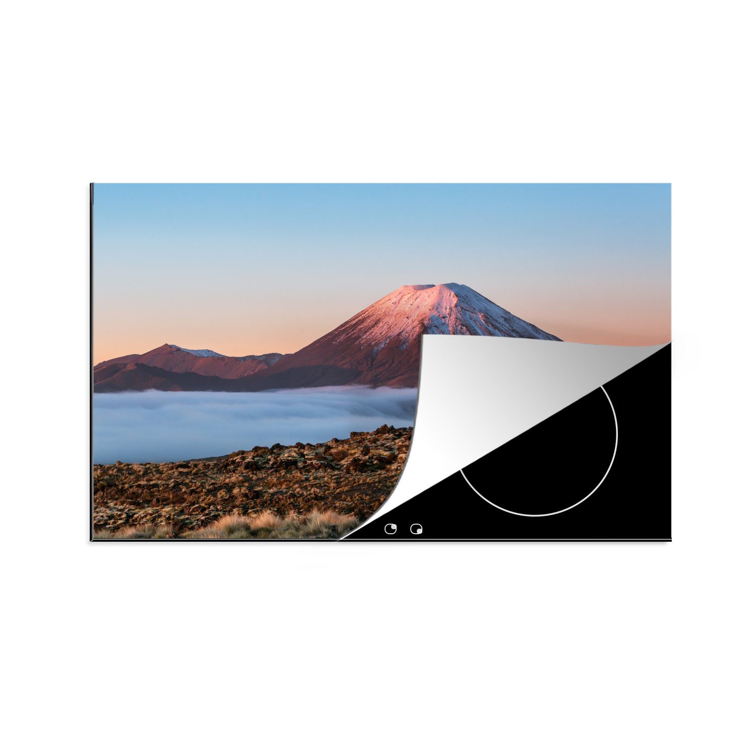 (1 cm, küche, Vulkan Herdblende-/Abdeckplatte 81x52 die Der für Schutz MuchoWow in Induktionskochfeld Ceranfeldabdeckung Vinyl, im Ngauruhoe Tongariro-Nationalpark Ozeanien, tlg),