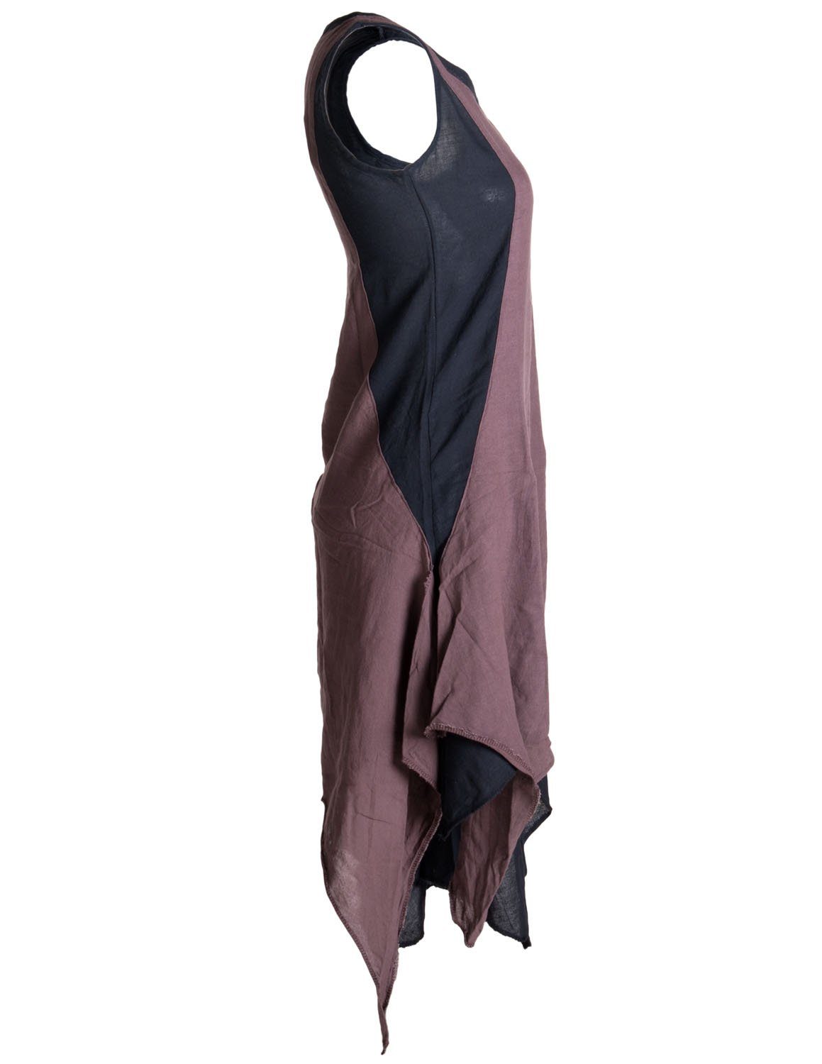 Sommerkleid Baumwolle handgewebte Lagenlook Goa, Hippie Ärmelloses schwarz-braun Vishes Kleid Boho, Style