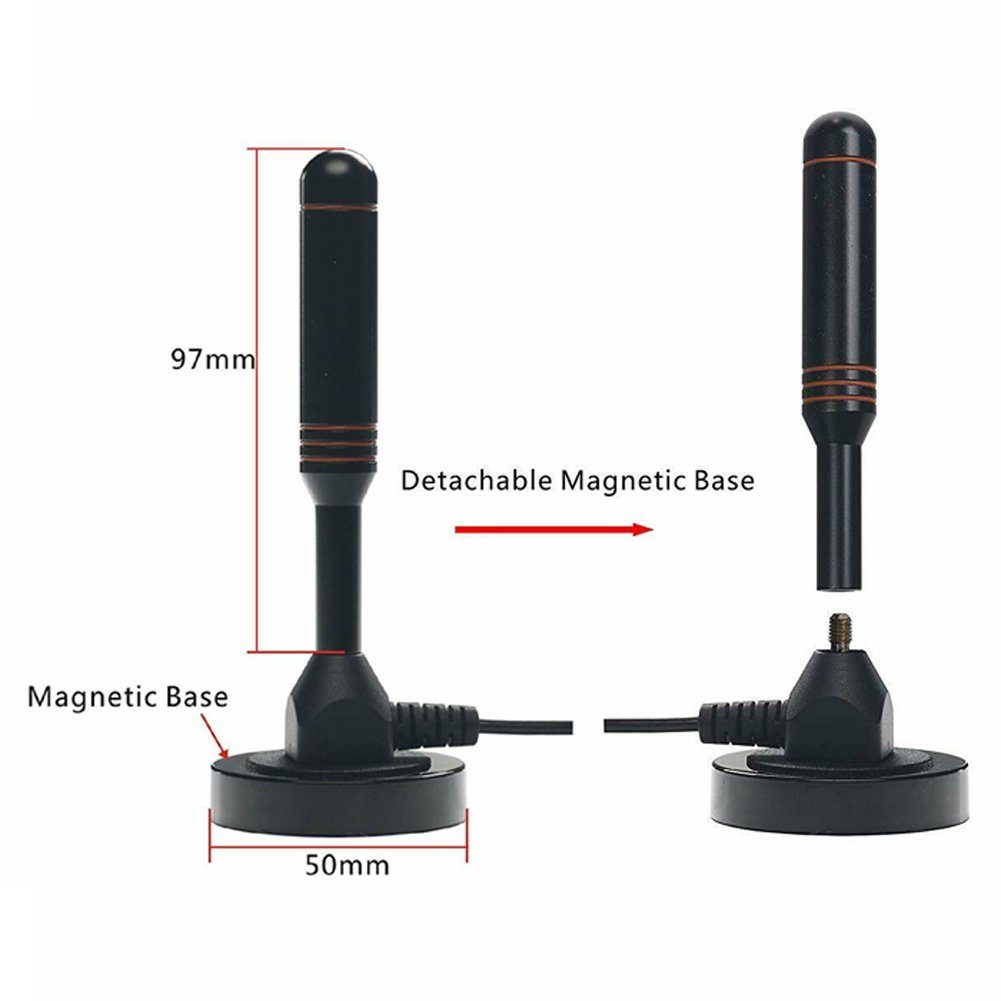 Bolwins L11C DVB-T2 Zimmerantenne mit Verstärker & 5m Kabel für TV Stabantenne (DVB-T2 HD DVB-T DAB DAB+, für für Innenbereich, Verstärkung: 30 dB), Hohe Signal – Bild 3 von 5