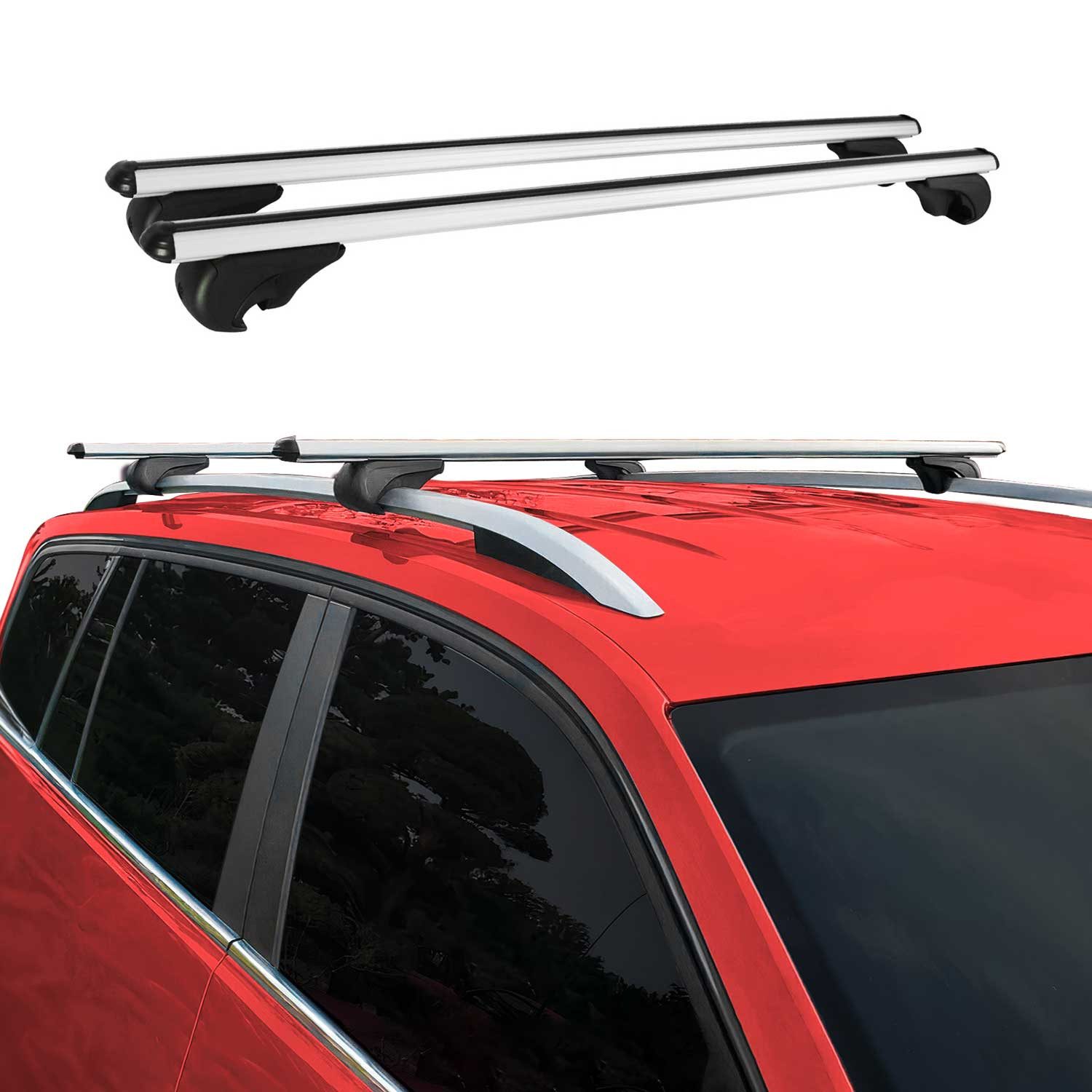 OMAC Dachträger für Jeep Grand Cherokee 1991-1999 Gepäckträger Grundträger Alu Silber (2-St), Wasserbeständig,Abnehmbar,Multifunktional,Leichtgewichtig