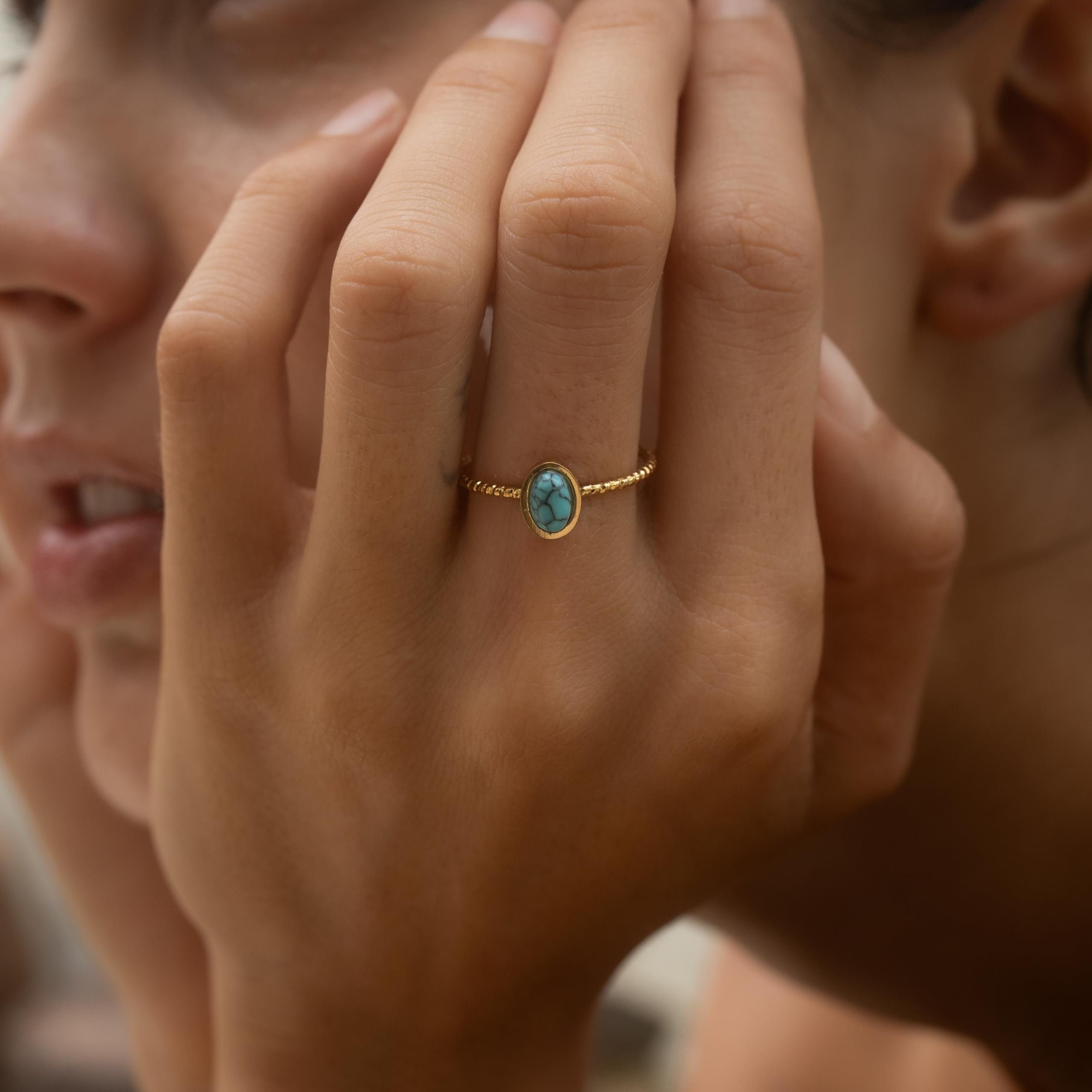 Made by Nami Fingerring Filigraner Boho Edelstahl Ring Gold mit Ovalen türk günstig online kaufen