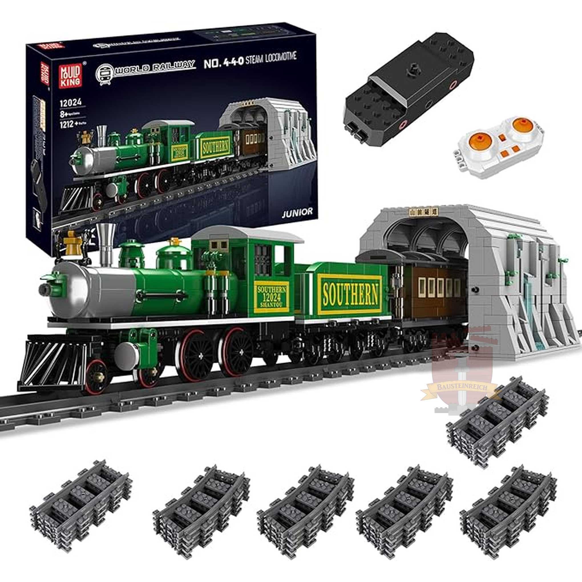 Mould King 12024 - 440 Dampflokomotive mit Tunnel (Mould King) Klemmbausteine Spielbausteine