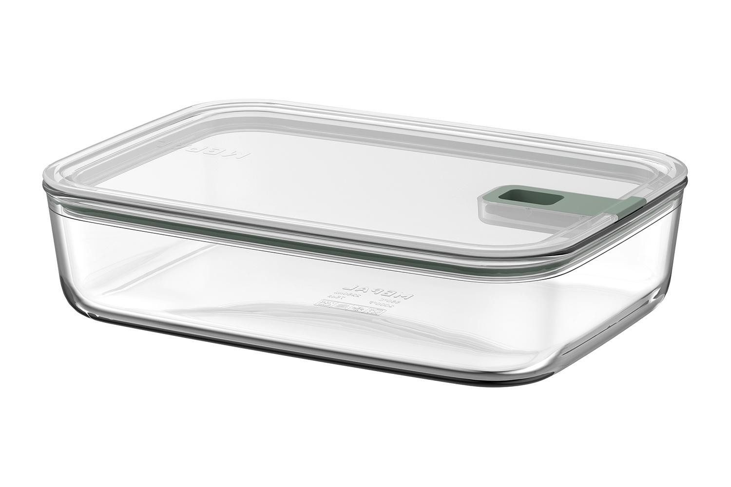 Mepal Aufbewahrungsschüssel Frischhaltedose EASYCLIP, 2250 ml, Transparent, Glas, Kunststoff, mit Dampfabzug, Auslaufsicher, Backofengeeignet, B 28 x H 7 x T 20 cm