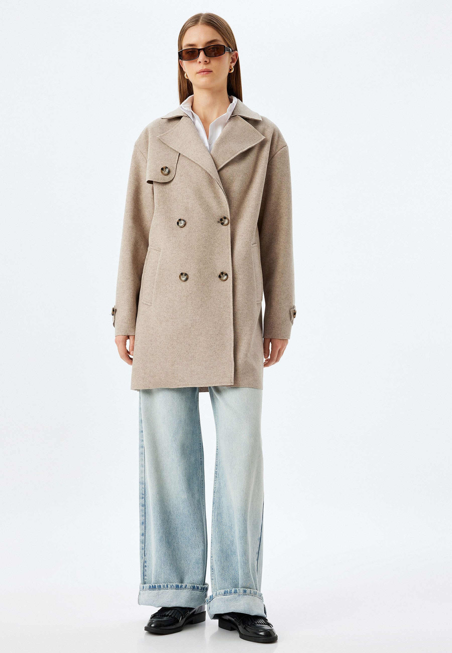 Koton Langmantel Regular Mit Knöpfen Langmantel