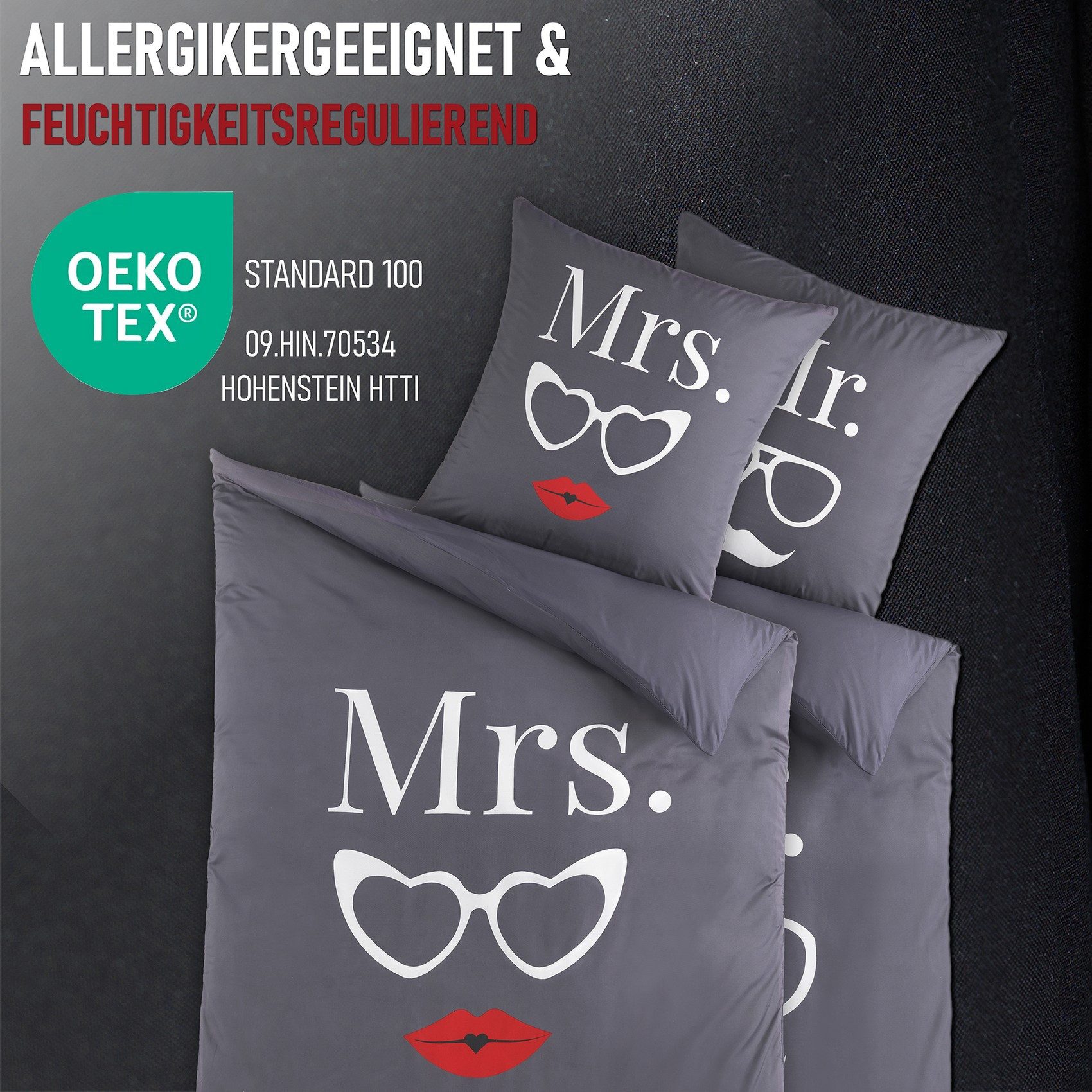 Kuscheli Partnerbettwäsche 2x 135x200 + 2x 80x80 cm atmungsaktiver Bettbezug, Partner Bettwäsche, Mikrofaser, 4 teilig, Für Allergiker geeignet, pflegeleicht, angenehm weicher Stoff