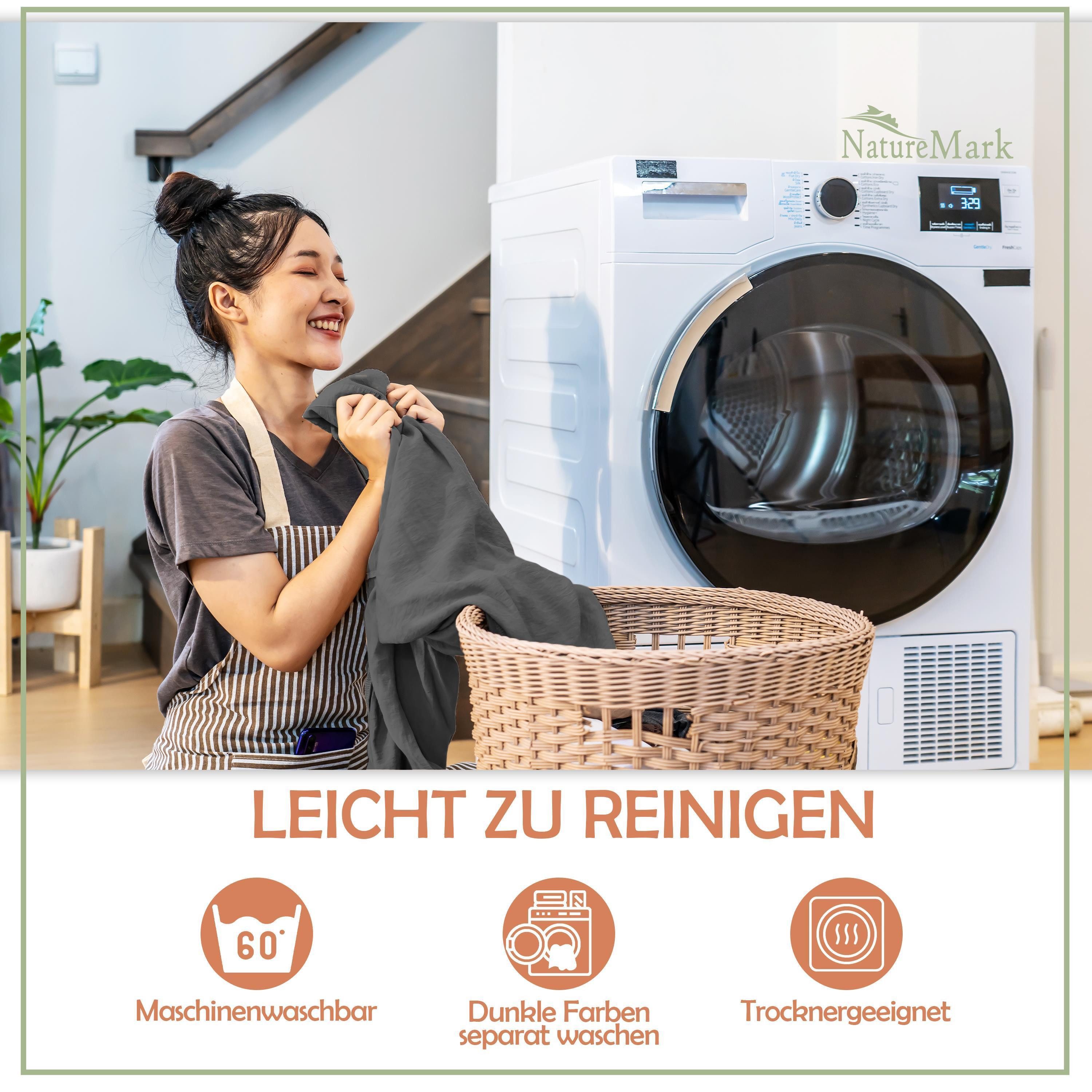 NatureMark Spannbettlaken gebürstete Mikrofaser Spannbettlaken 2er-Pack, Polyester, Gummizug: rundum, (2 Stück), viele Größen / Farben Markenware 90x200cm, 2er- – Bild 5 von 5
