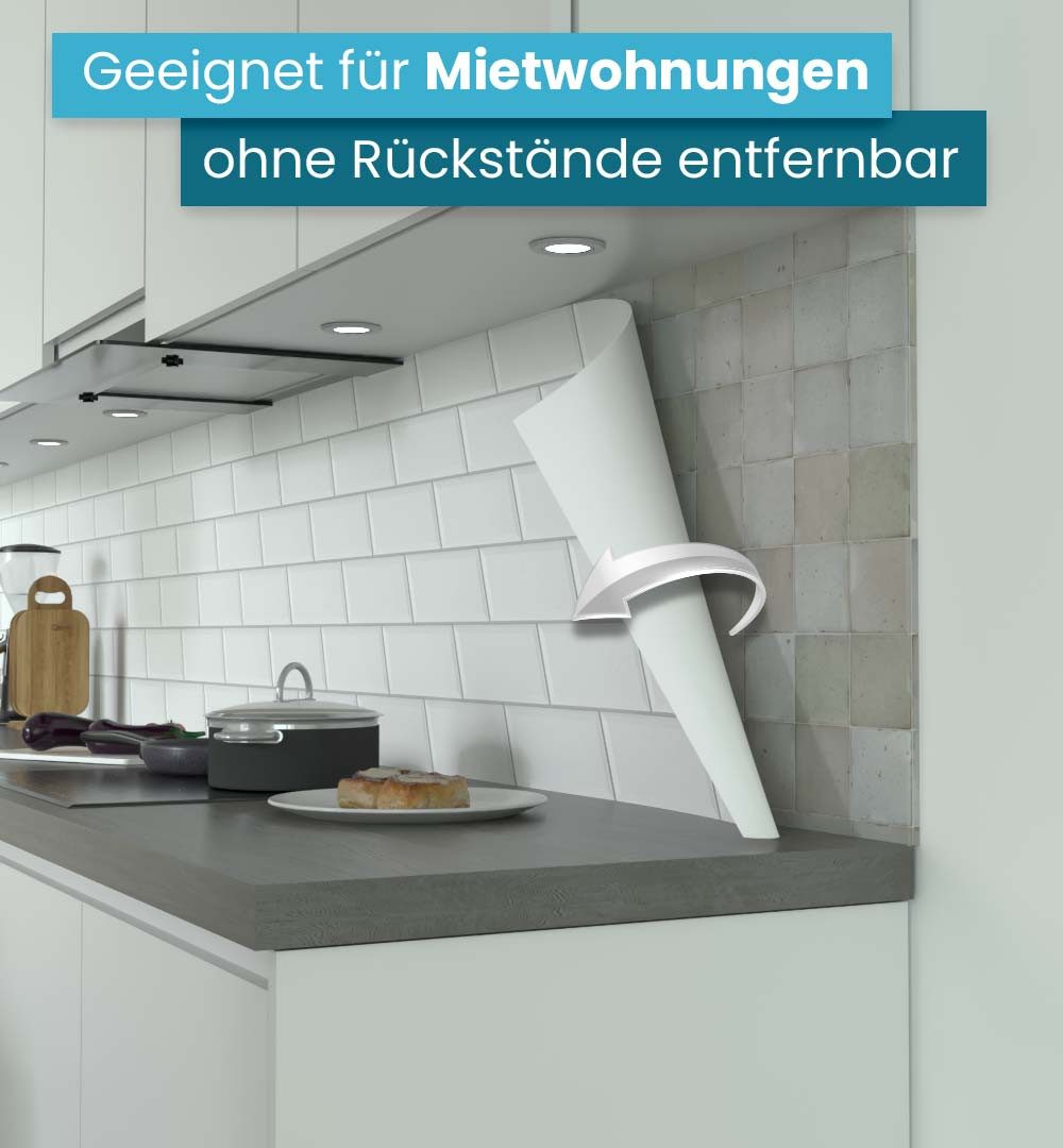 MyMaxxi Küchenrückwand Küchenrückwand selbstklebend Fliesen Wand Spritzschutz Folie, (Klebefolie passend geschnitten und gerollt B 280 cm x H 60 cm), Fliesen Wa – Bild 3 von 5