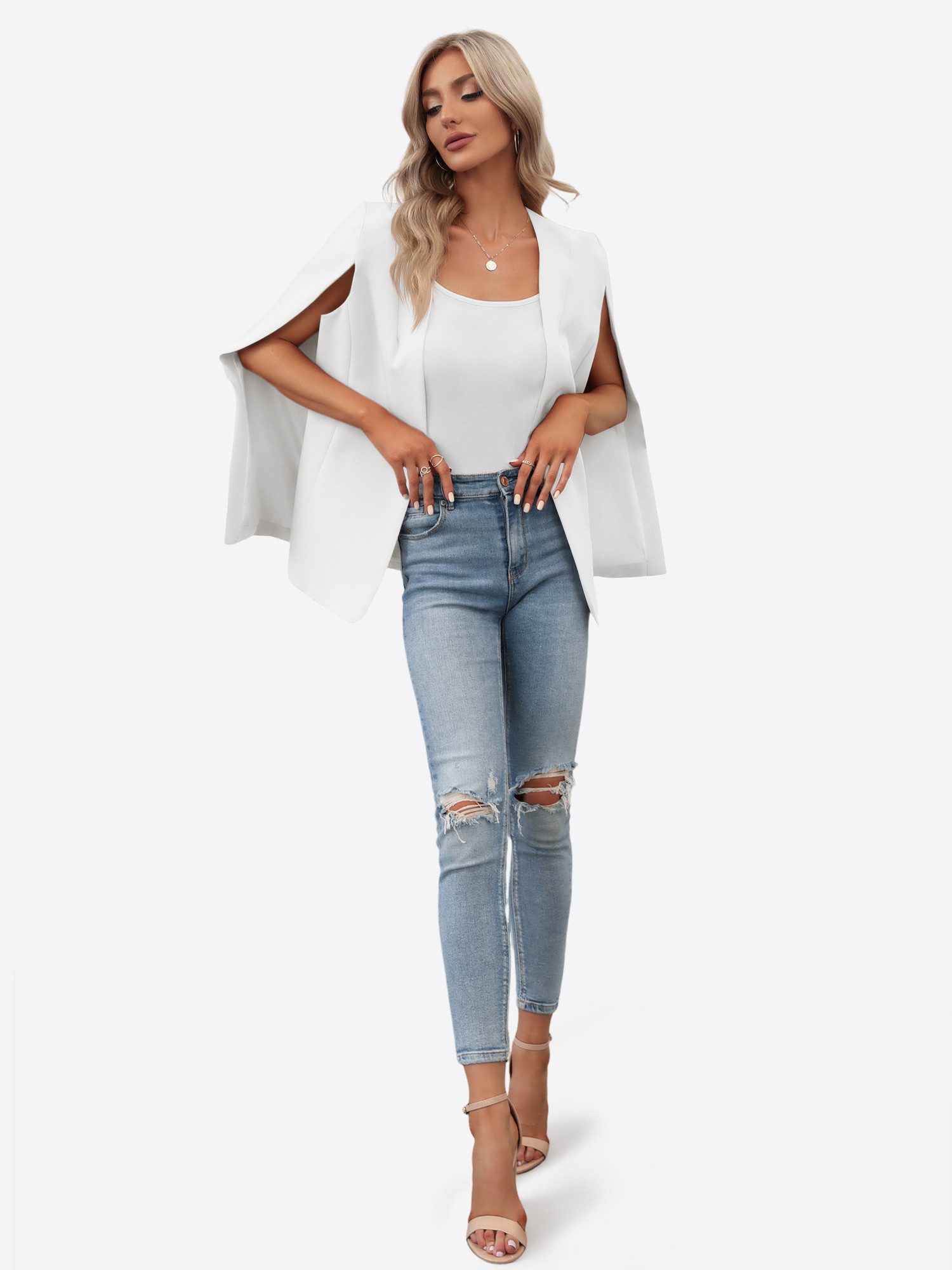 Imily Bela Jackenblazer Damen Cape Blazer (Packung, 1-tlg., 1per-Pack) Gespaltene Ärmel