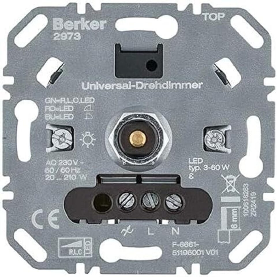 Hager Переключатель Berker 2973 Uni-Drehdimmer (R L C LED) Lichtst.