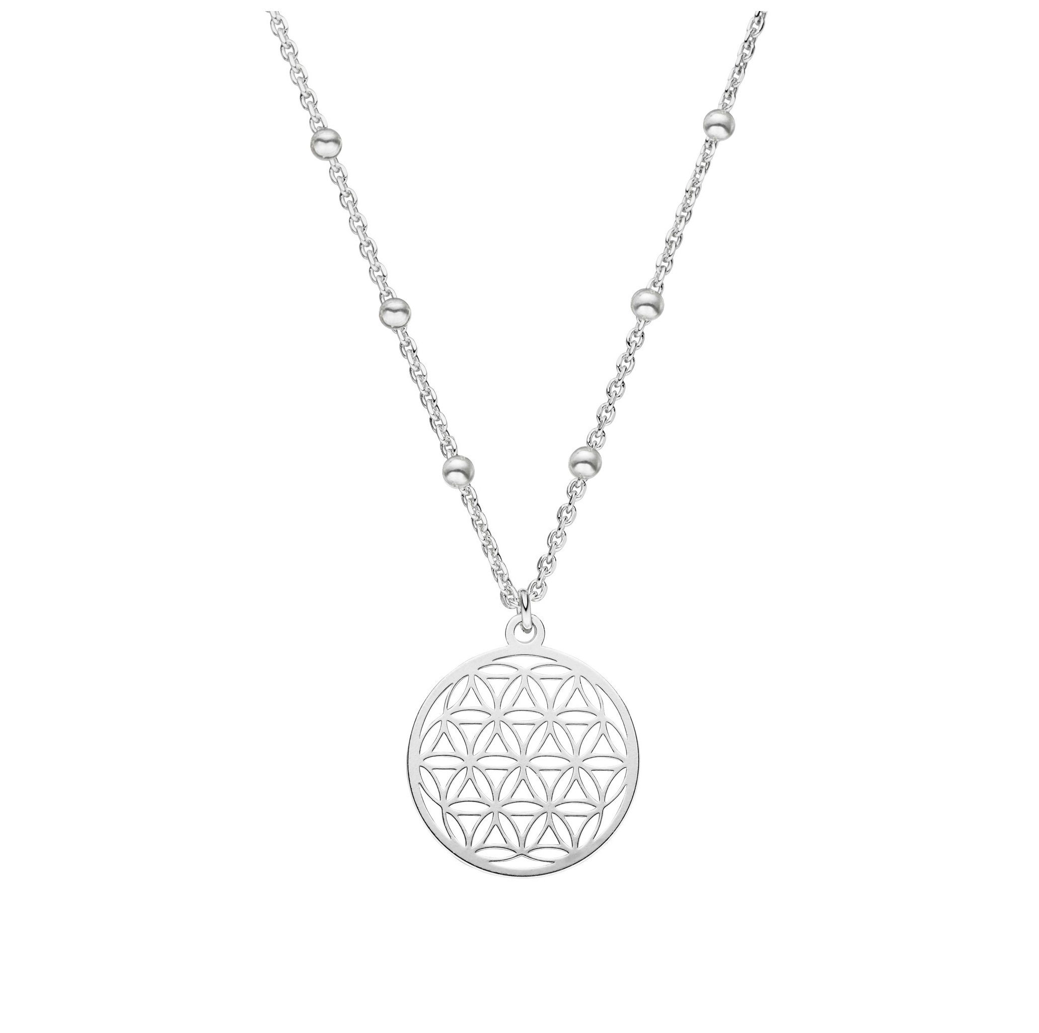 Kette mit Anhänger Lebensblume Kügelchen Anhängerkette 925 Silber