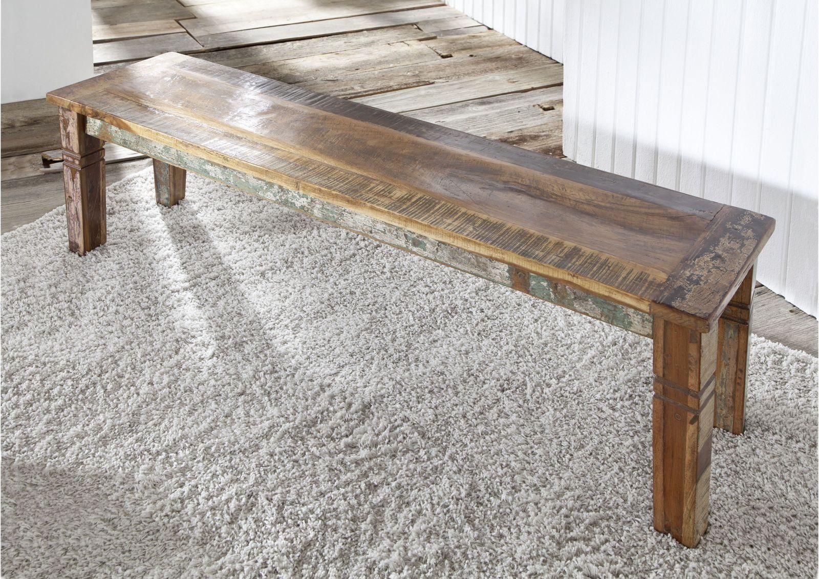 Massivmoebel24 Bank NATURE OF SPIRIT (Bank Altholz 140x40x45 mehrfarbig lackiert NATURE OF SPIRIT #34), Bank Altholz 140x40x45 mehrfarbig lackiert NATURE OF SPIRIT #34