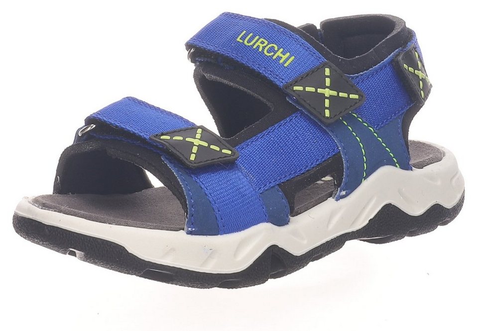 Lurchi ODONO WMS: Mittel Sandale mit farbigen Ziernähten, Sportive Sandale  mit Klettverschlüssen