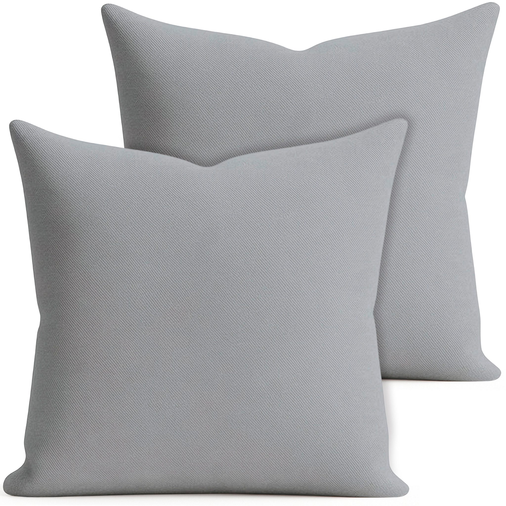 matches21 HOME & HOBBY Kissenbezüge 2er Set Kissenhülle 40x40 cm hellgrau pflegeleicht mit Reißverschluss, (2 Stück), Zierkissen-Bezüge einfarbig für Couch-Kissen mit Lotuseffekt