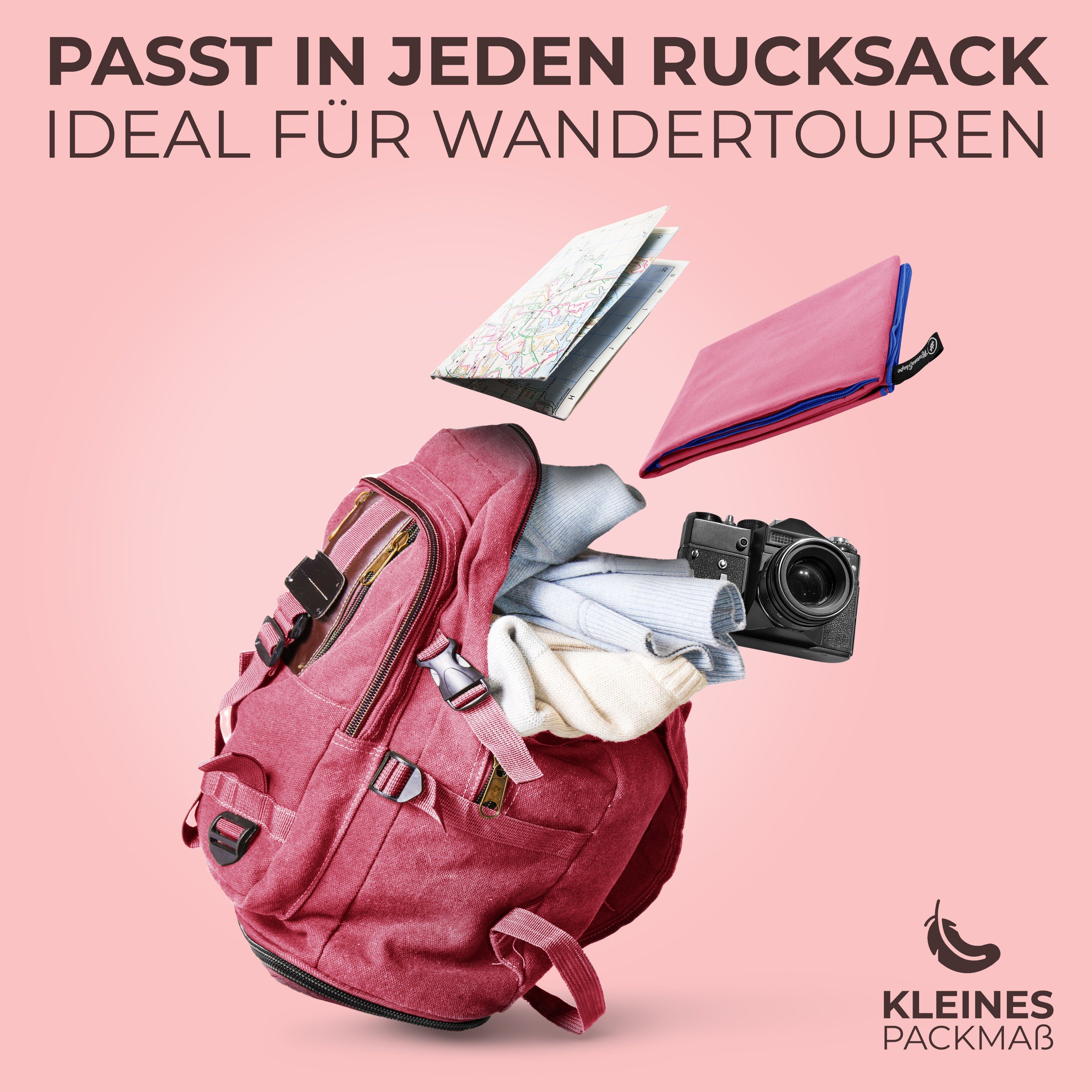 NirvanaShape Reisehandtuch Mikrofaser Handtücher Set, Badehandtuch, Reisehandtuch, Strandtuch, Ecktasche mit Reißverschluss, saugfähig, leicht, schnelltrocknend
