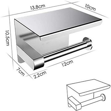Lubgitsr Papiertuchbox Toilettenpapierhalter mit Ablage Klopapierhalter Edelstahl Ohne Bohren (1 St)