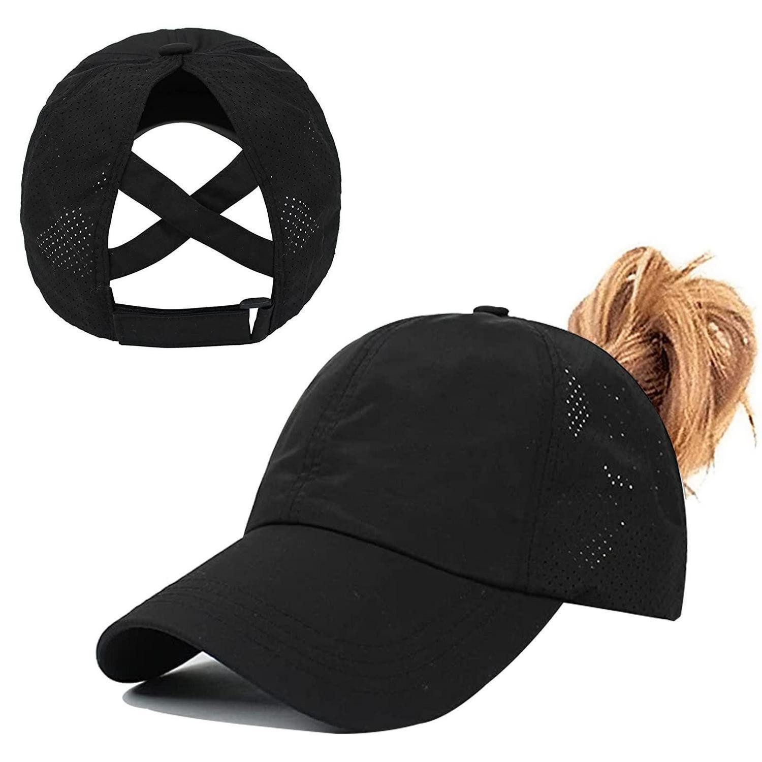 Baseball Cap Baseballkappe Pferdeschwanz Damen Mesh Einheitsgröße Schwarz