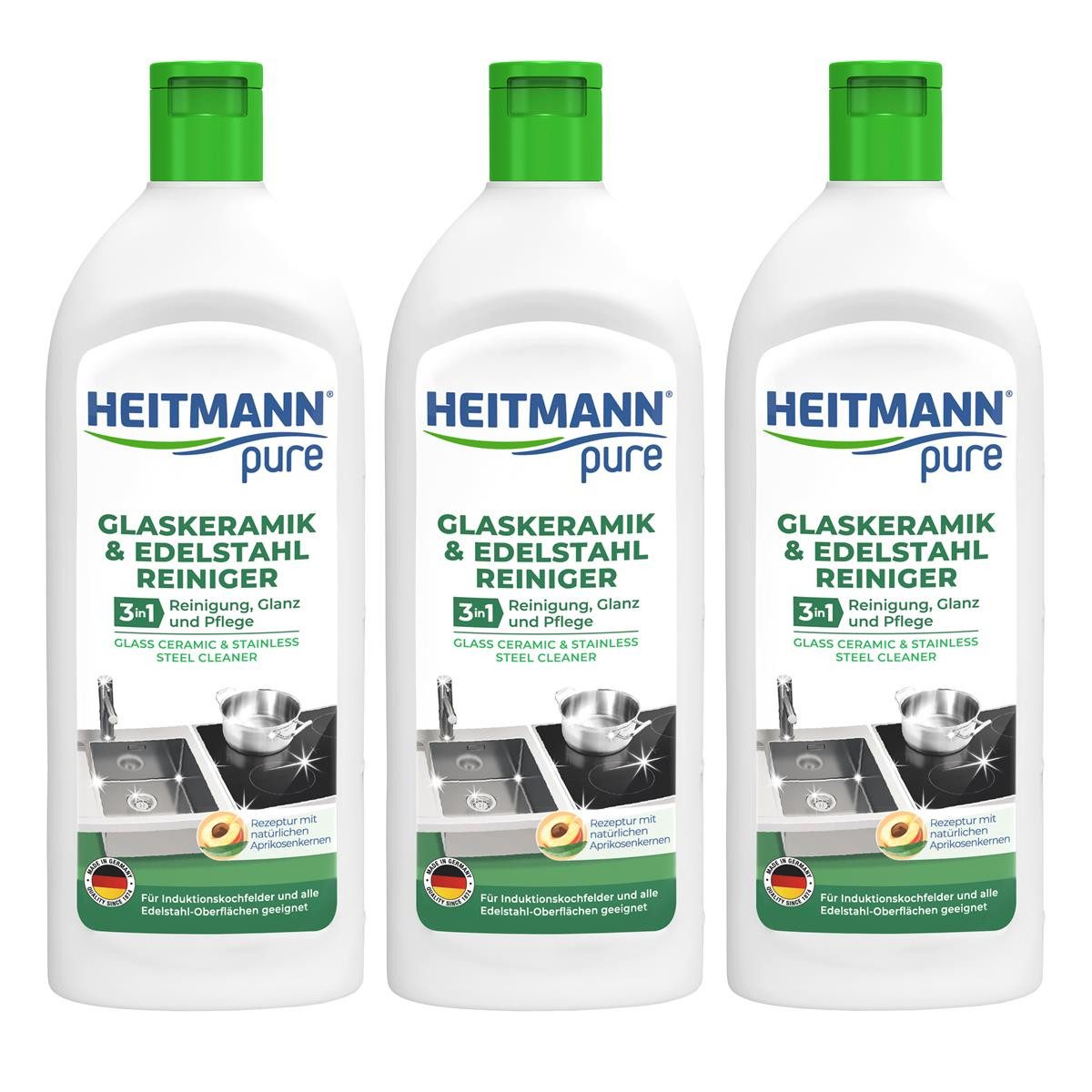 HEITMANN Heitmann Glaskeramik Edelstahl Reiniger 250ml - Intensivreiniger (3er Küchenreiniger