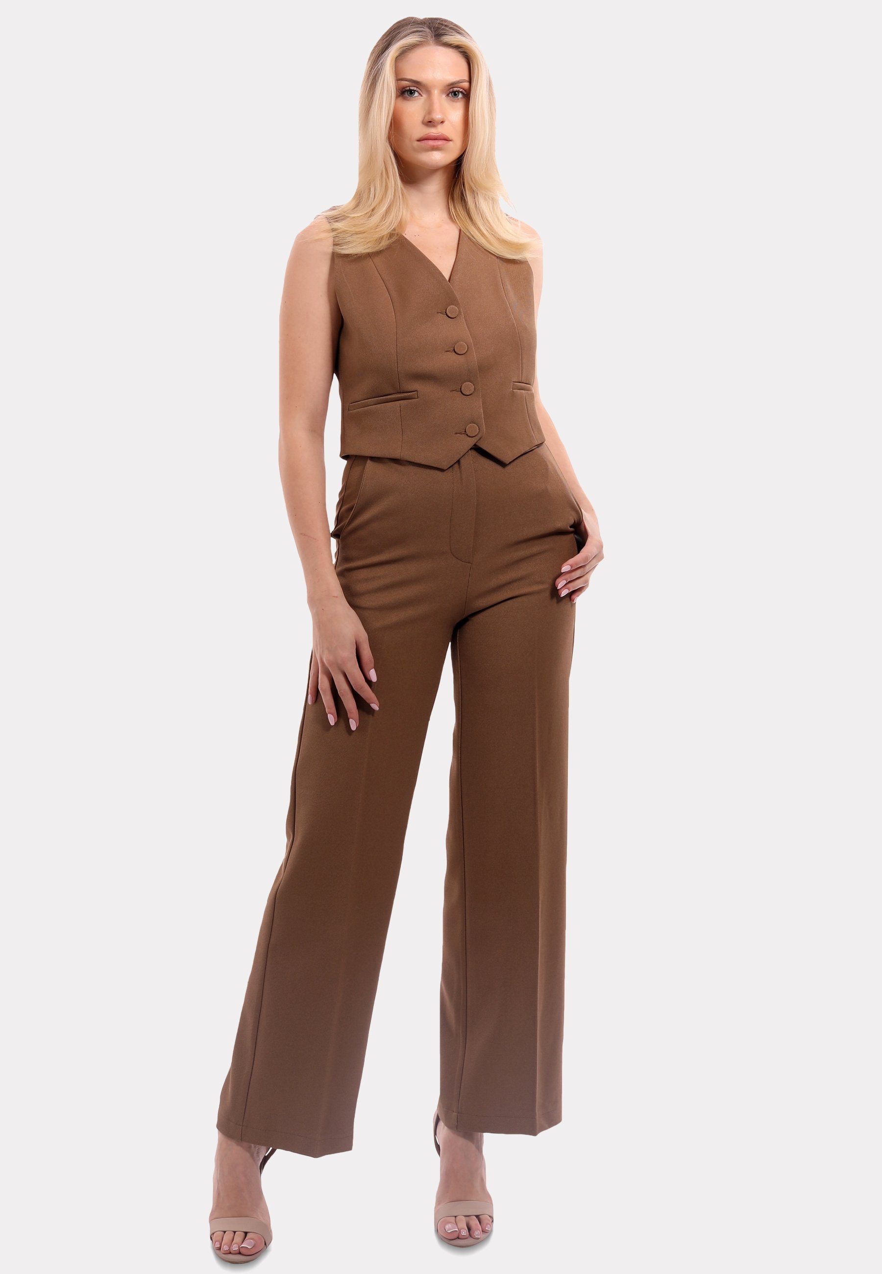 REINNAT Damen Anzugweste Mit Weiter Hose - Business Casual 2-teiliges Set