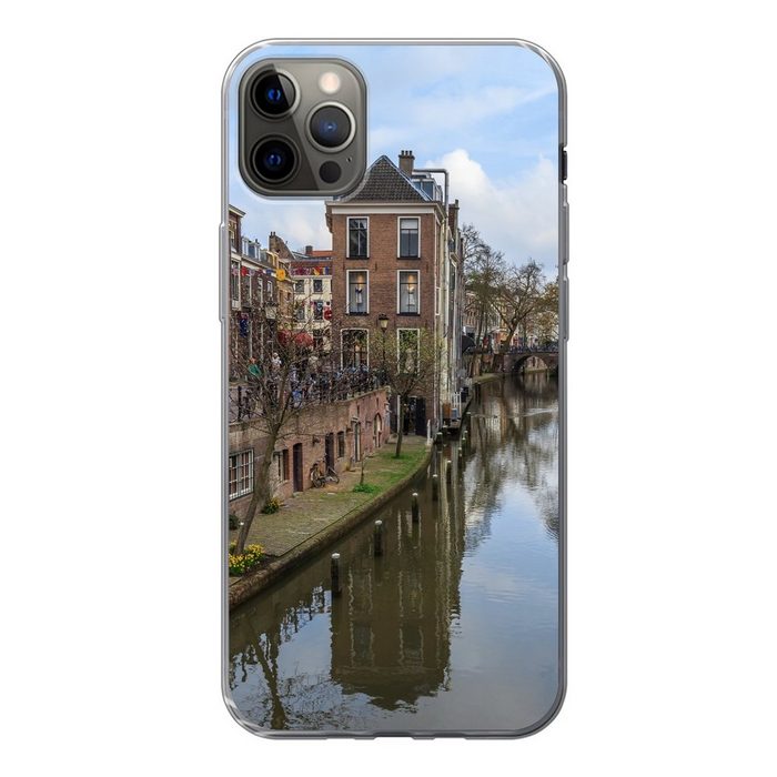 MuchoWow Handyhülle Architektur - Utrecht - Kanal Handyhülle Apple iPhone 13 Pro Max Smartphone-Bumper Print Handy