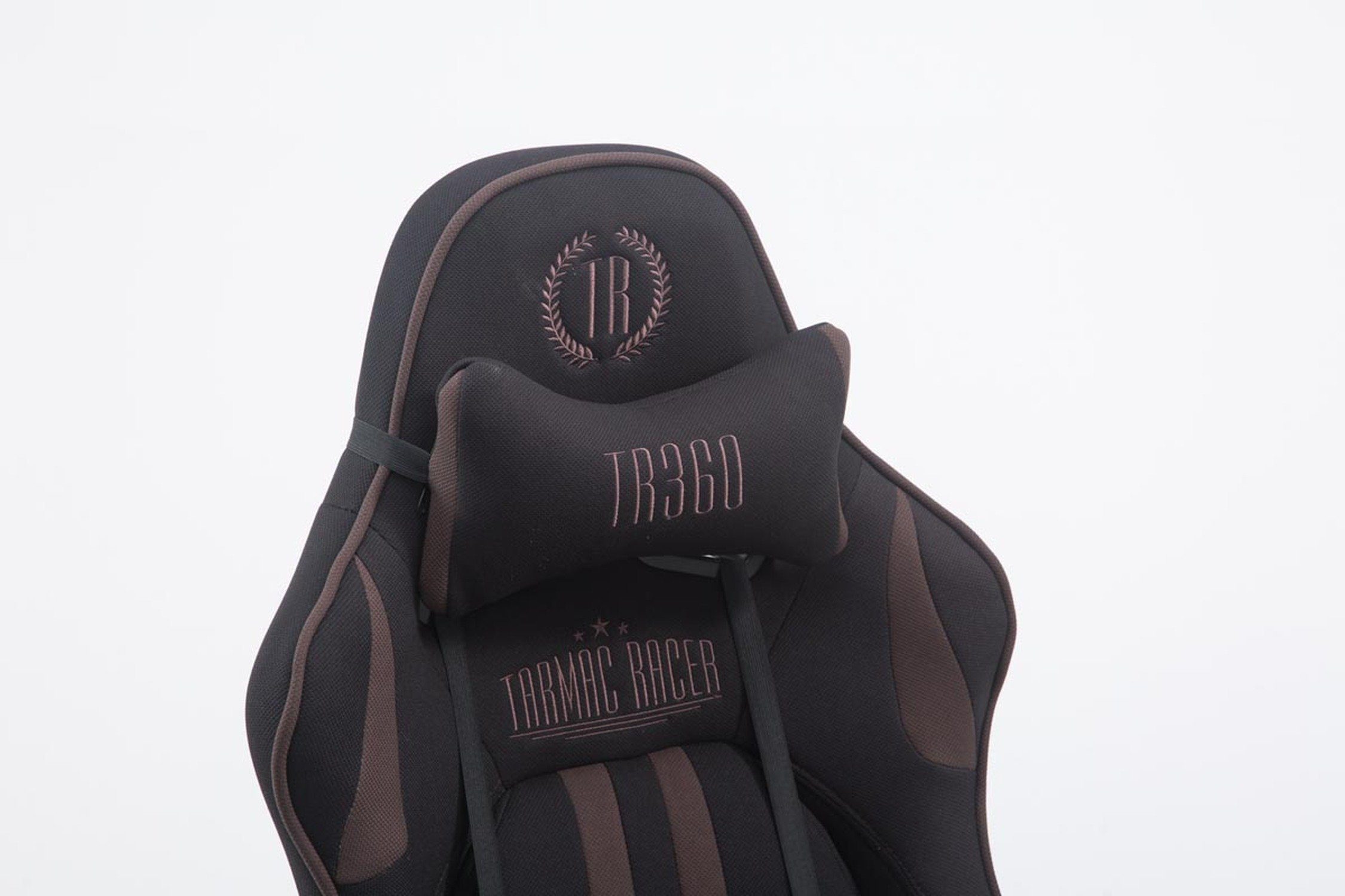 TPFLiving Gaming-Stuhl Limitless 360° und mit bequemer Gestell: - drehbar Gamingstuhl, Racingstuhl, Rückenlehne Drehstuhl, höhenverstellbar Metall Sitzfläche: Stoff Chefsessel), schwarz/braun - chrom (Schreibtischstuhl