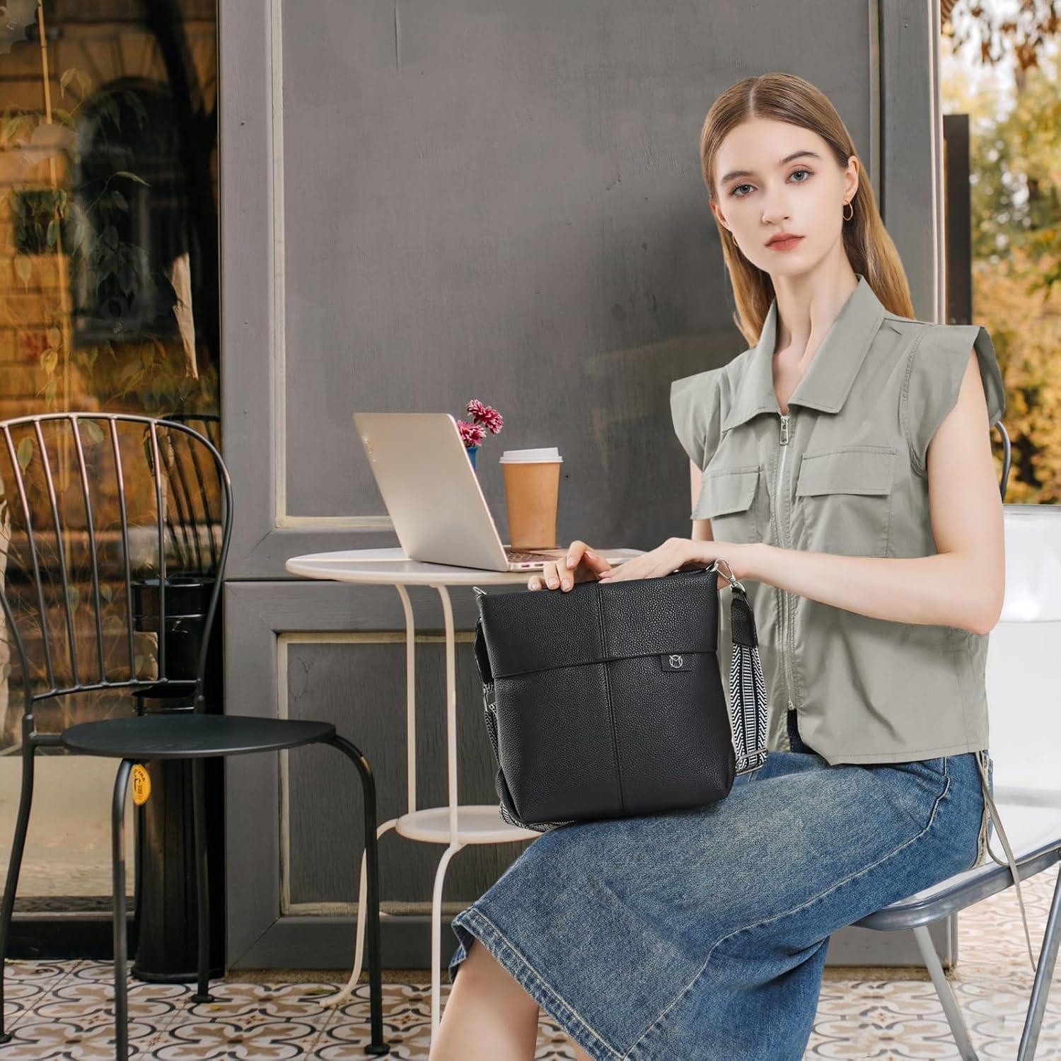 LuxusKollektion Umhängetasche Umhängetasche Damen Mittelgroß Crossbody PU Leder mit 2 Gurten