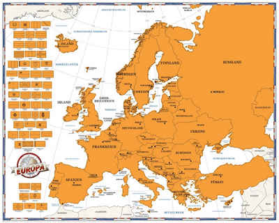 empireposter Poster Rubbelkarte Landkarten Politische Europakarte 50x40 - Neue Edition