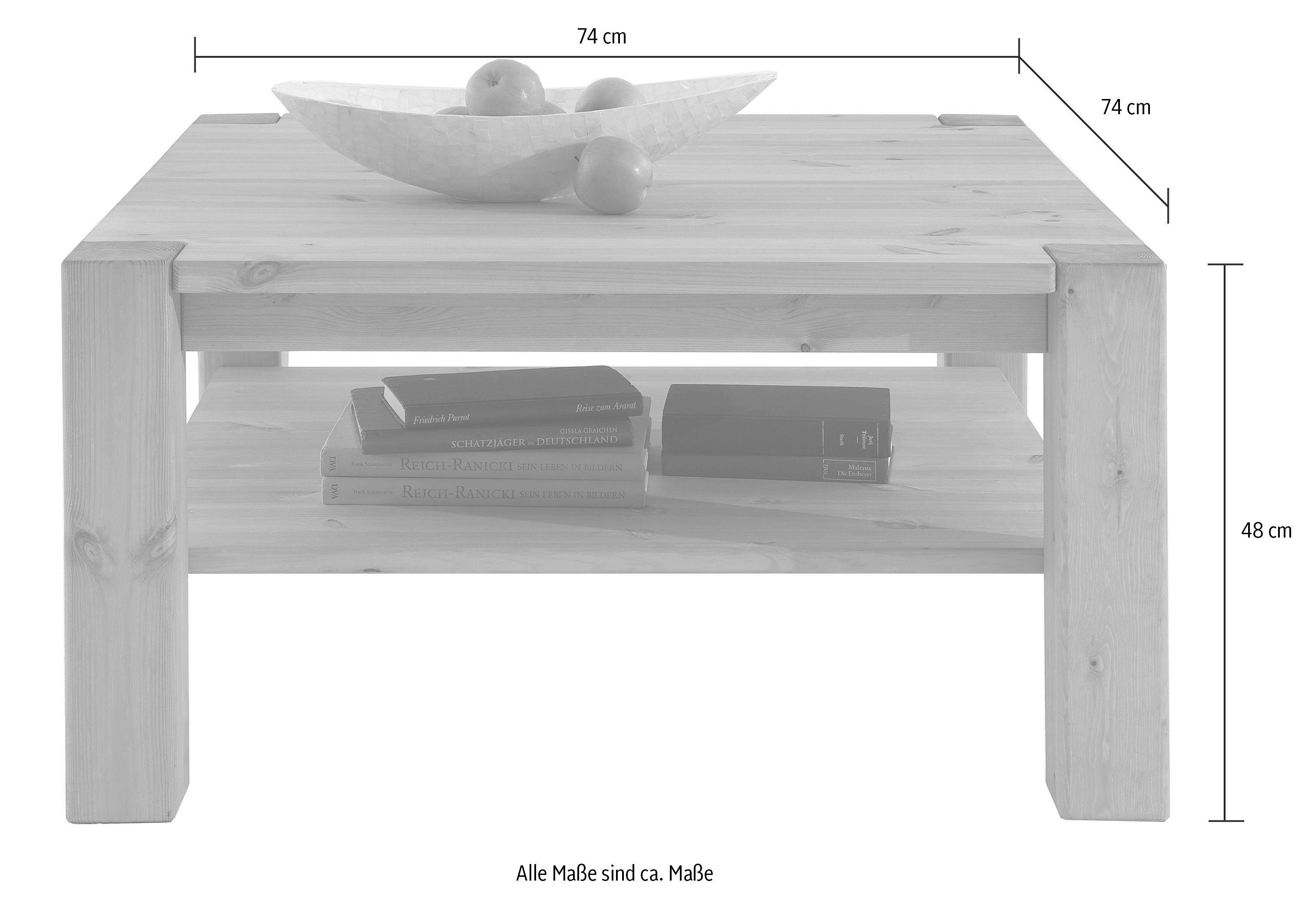 cm, 74 Tisch, Wohn[glück]lich Landhausstil Infantil Breite by Couchtisch Vita, Kiefer massiv,