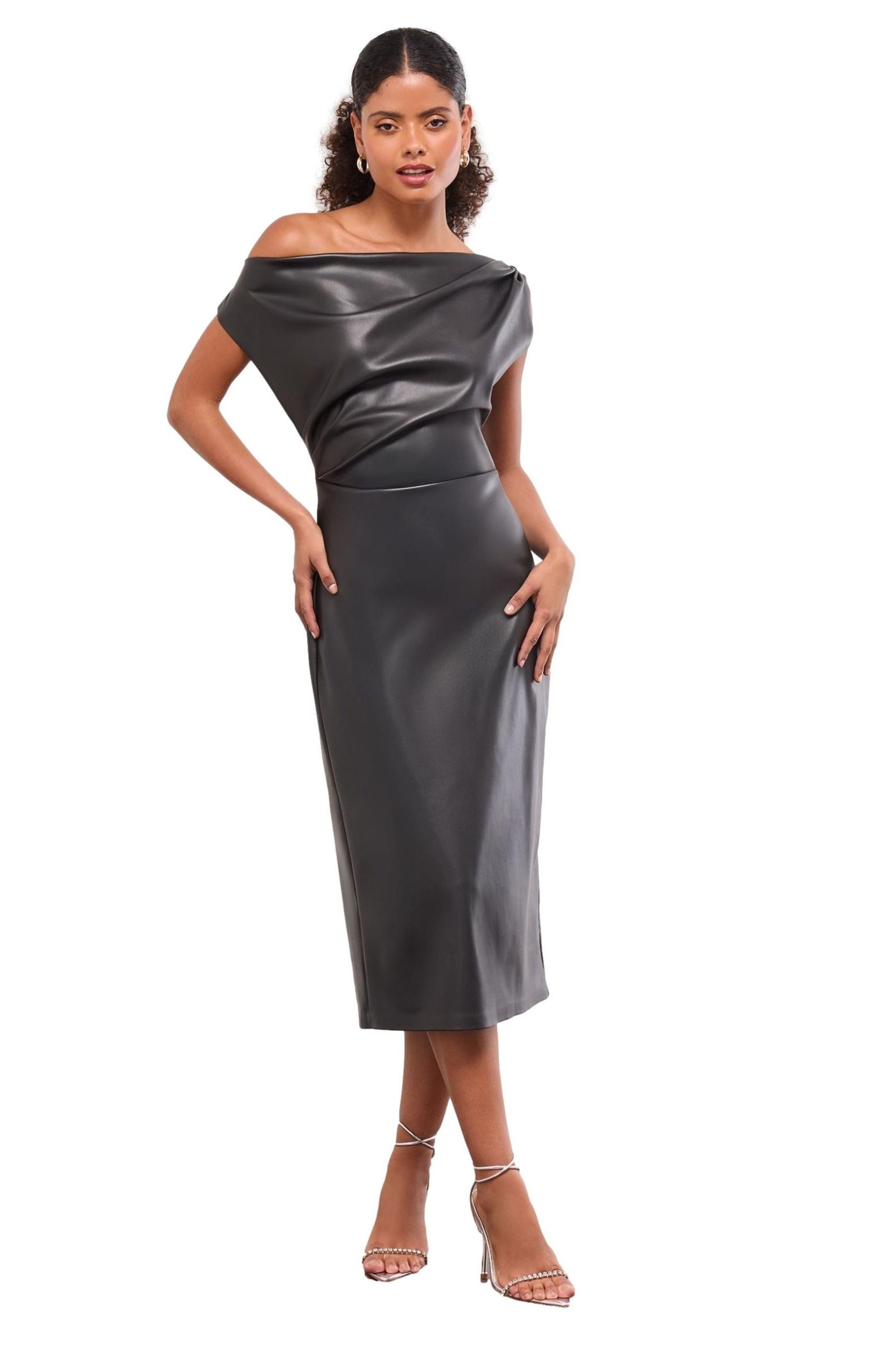 LIPSY Midikleid Lipsy schulterfreies, drapiertes Midikleid (1-tlg)