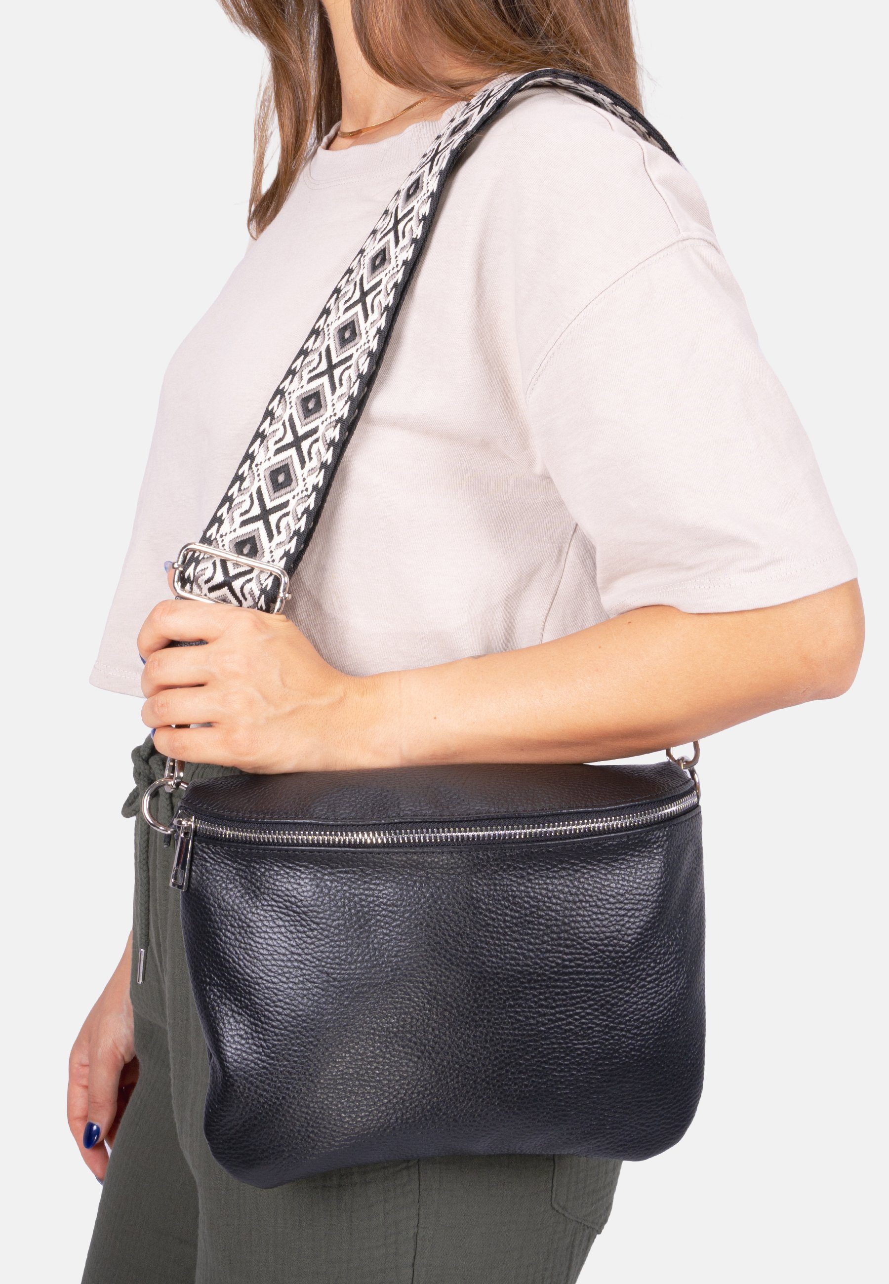 Seasons of April Schultertasche Crossbody Bag Rona, Große Damen Umhängetasche aus 100% Echtleder mit breitem Gurt