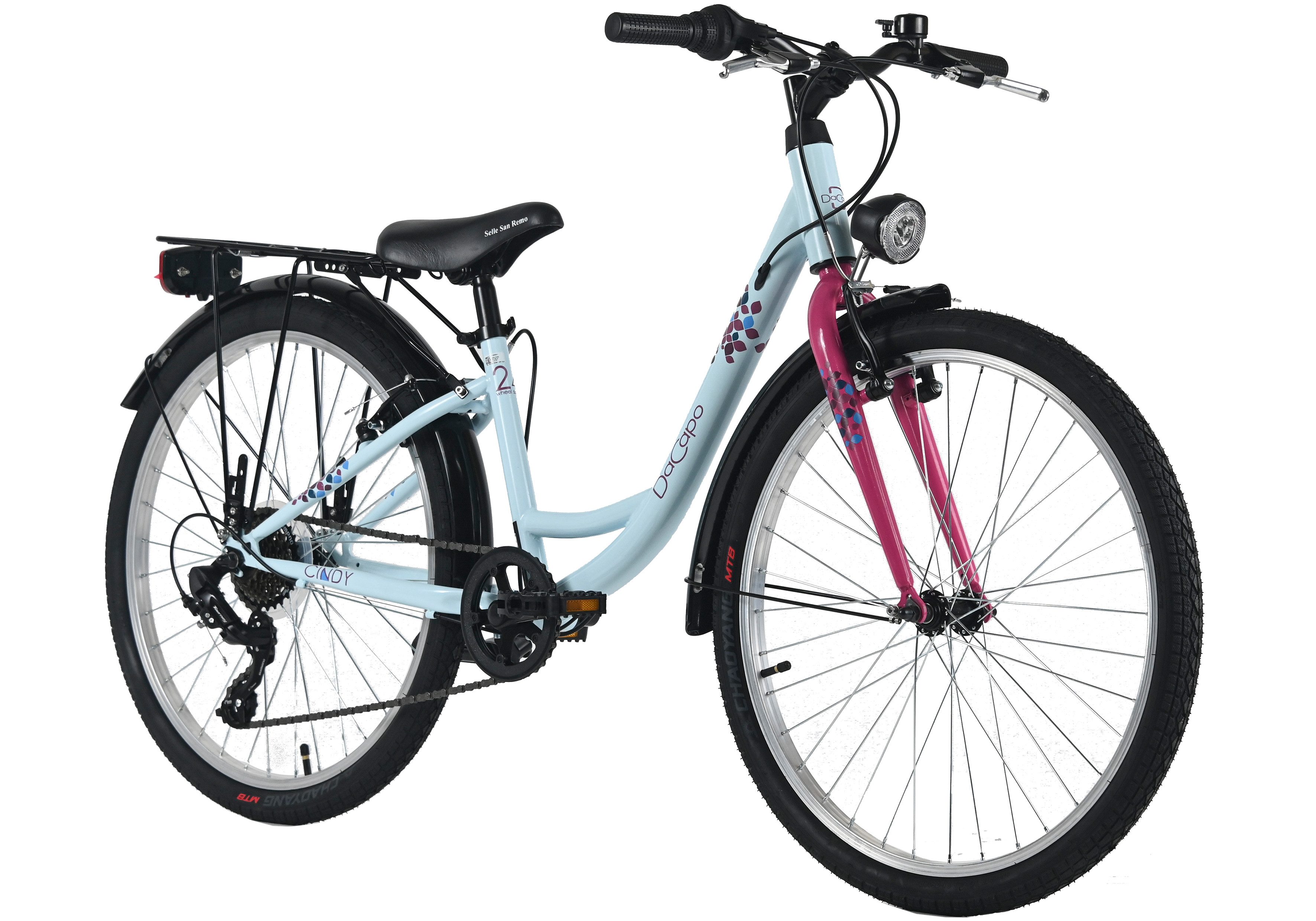 Dacapo Kinderfahrrad 24" Cindy Blau 7 Gänge RH 32 cm - Ab 8 Jahre, 7 Gang, Kettenschaltung