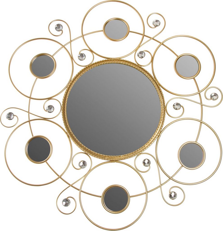 Myflair Möbel & Accessoires Dekospiegel Helios, gold (1-St), Wandspiegel,  Landhaus, rund, Rahmen aus Metall, mit Schmucksteinen
